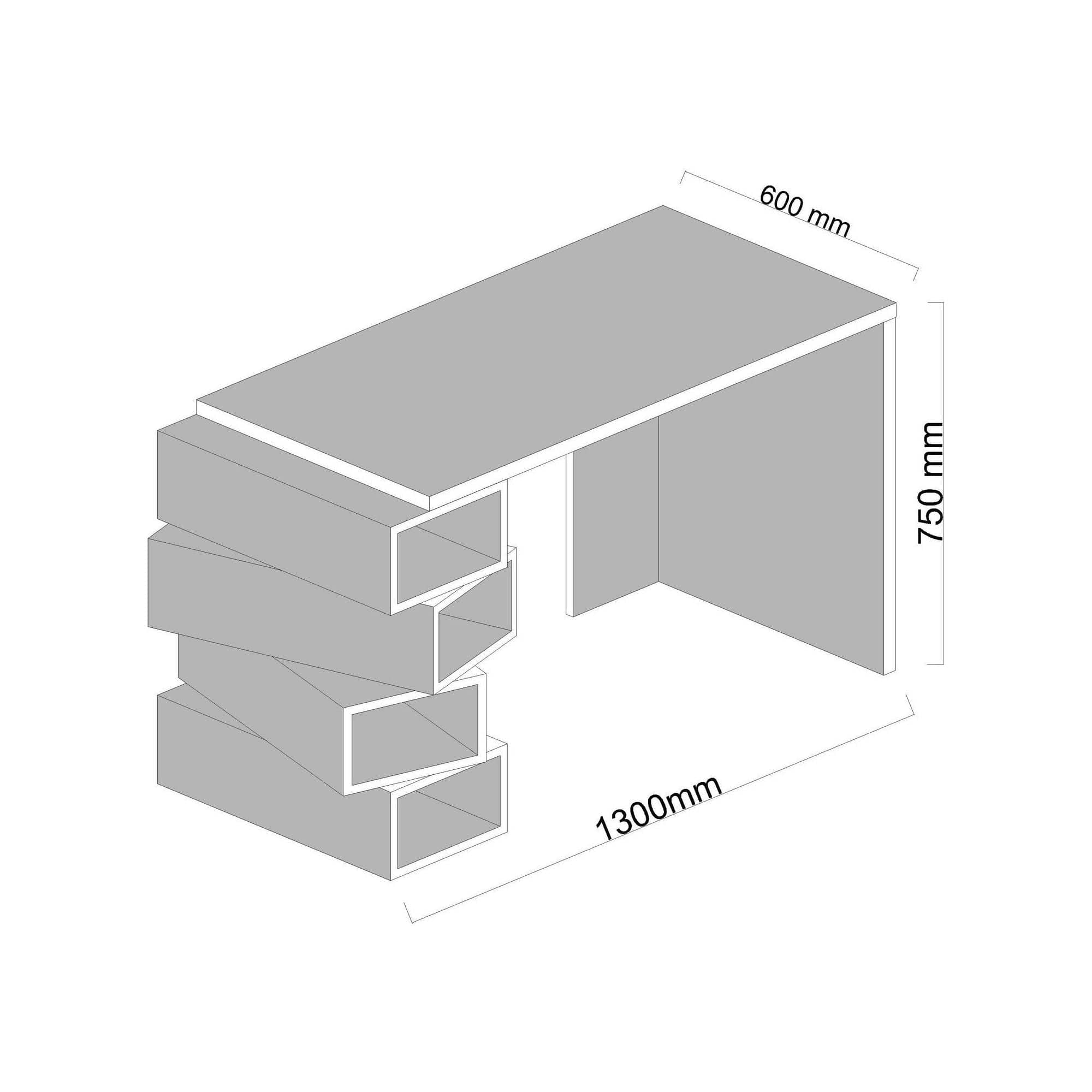 Birou JENGA, nuc/alb, PAL melaminat, 130x60x75 cm
