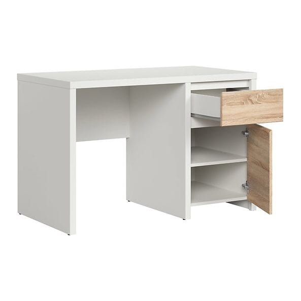 Birou KASPIAN, alb/stejar sonoma, PAL, 120x65x77 cm
