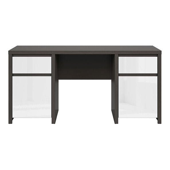 Birou KASPIAN, wenge/alb lucios, PAL, 160x65x77 cm
