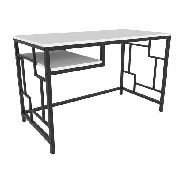 Birou KENNESAW, alb/negru, PAL melaminat/metal, 120x60x75 cm