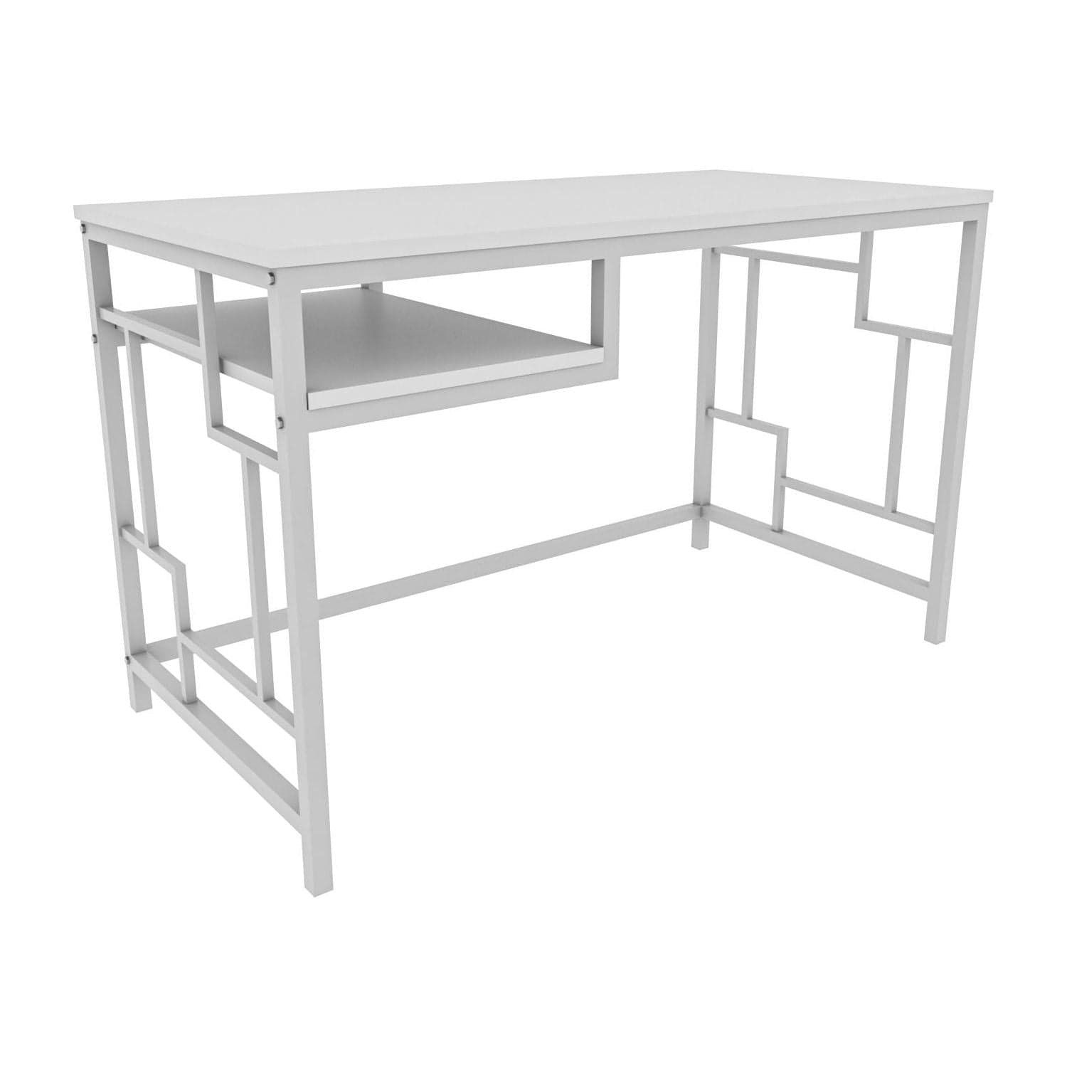 Birou KENNESAW, alb, PAL melaminat/metal, 120x60x75 cm