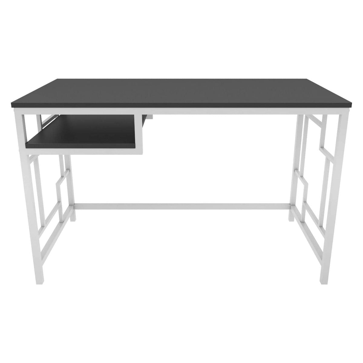 Birou KENNESAW, gri antracit/alb, PAL melaminat/metal, 120x60x75 cm