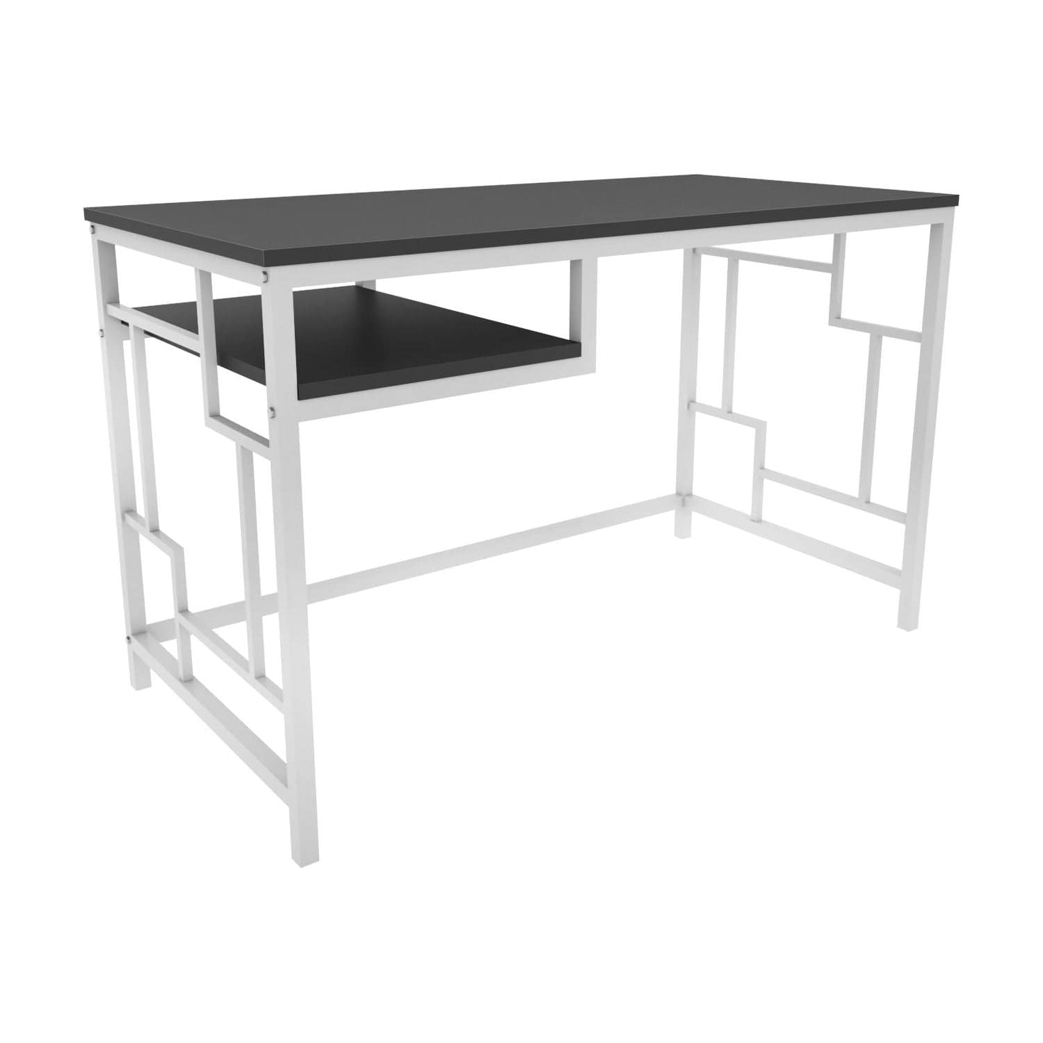 Birou KENNESAW, gri antracit/alb, PAL melaminat/metal, 120x60x75 cm