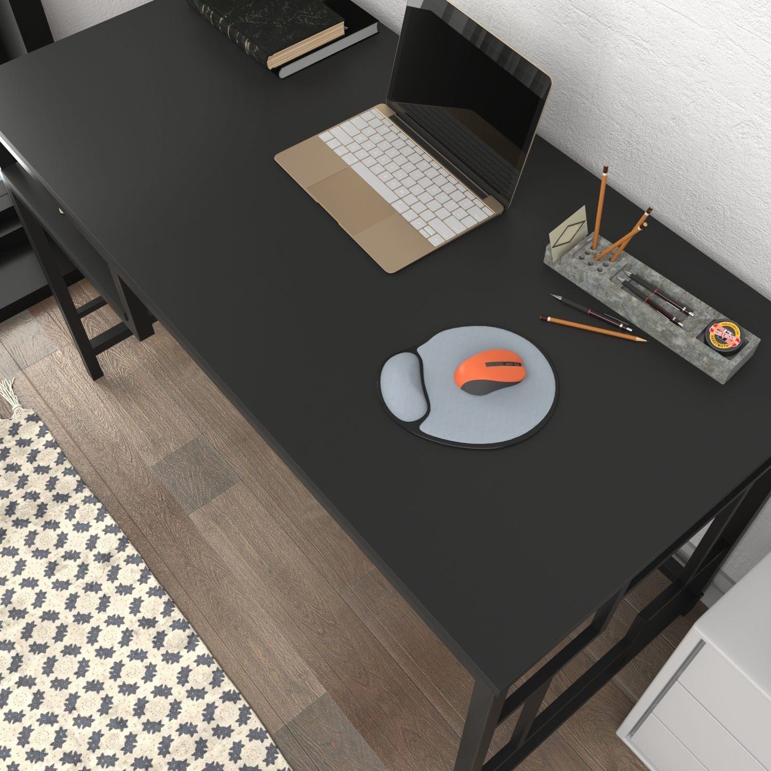Birou KENNESAW, gri antracit/negru, PAL melaminat, 120x60x74 cm