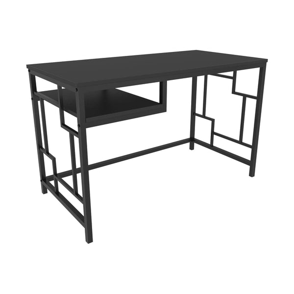 Birou KENNESAW, gri antracit/negru, PAL melaminat, 120x60x74 cm