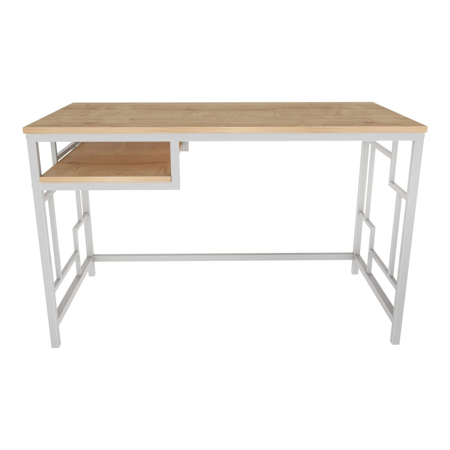 Birou KENNESAW, stejar/alb, PAL melaminat/metal, 120x60x75 cm