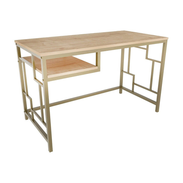 Birou KENNESAW, stejar/auriu, PAL melaminat/metal, 120x60x75 cm