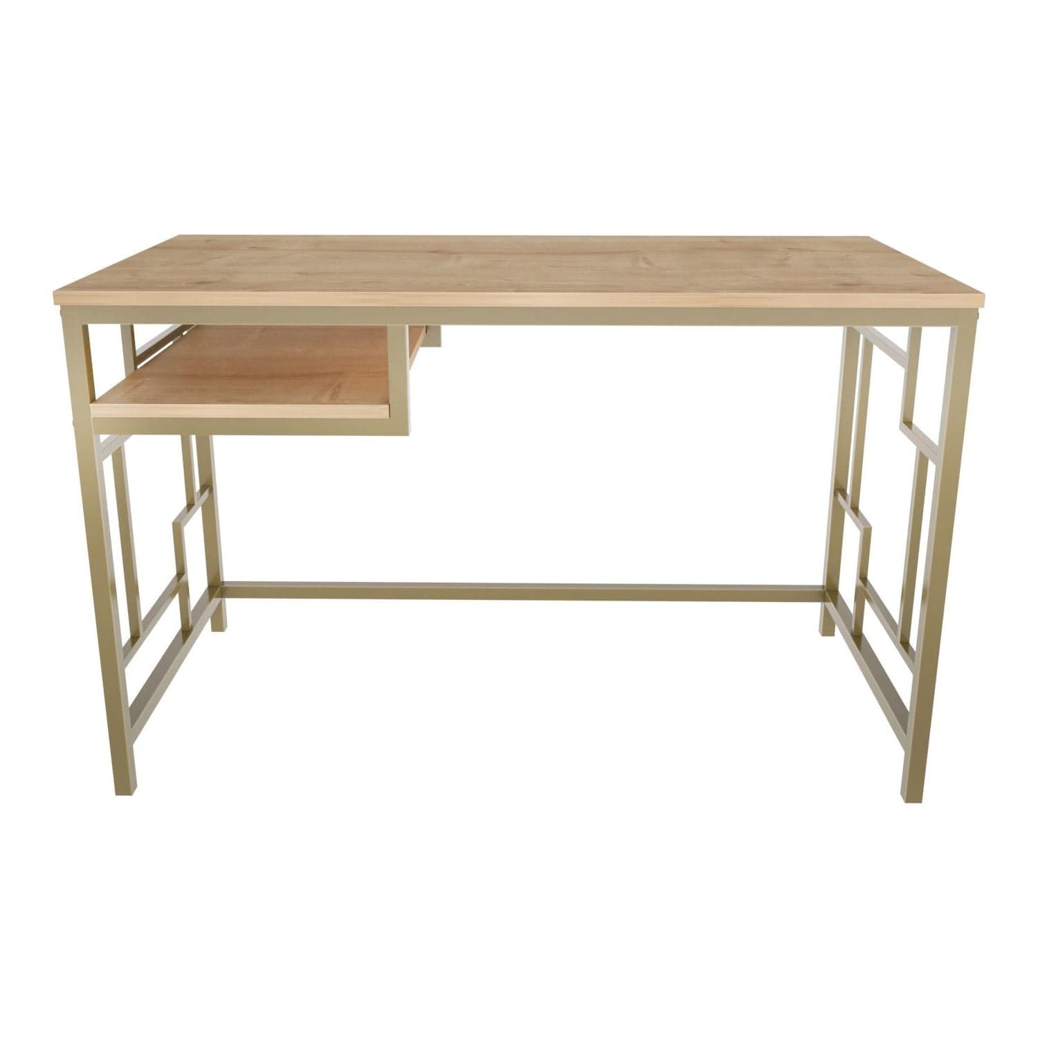 Birou KENNESAW, stejar/auriu, PAL melaminat/metal, 120x60x75 cm