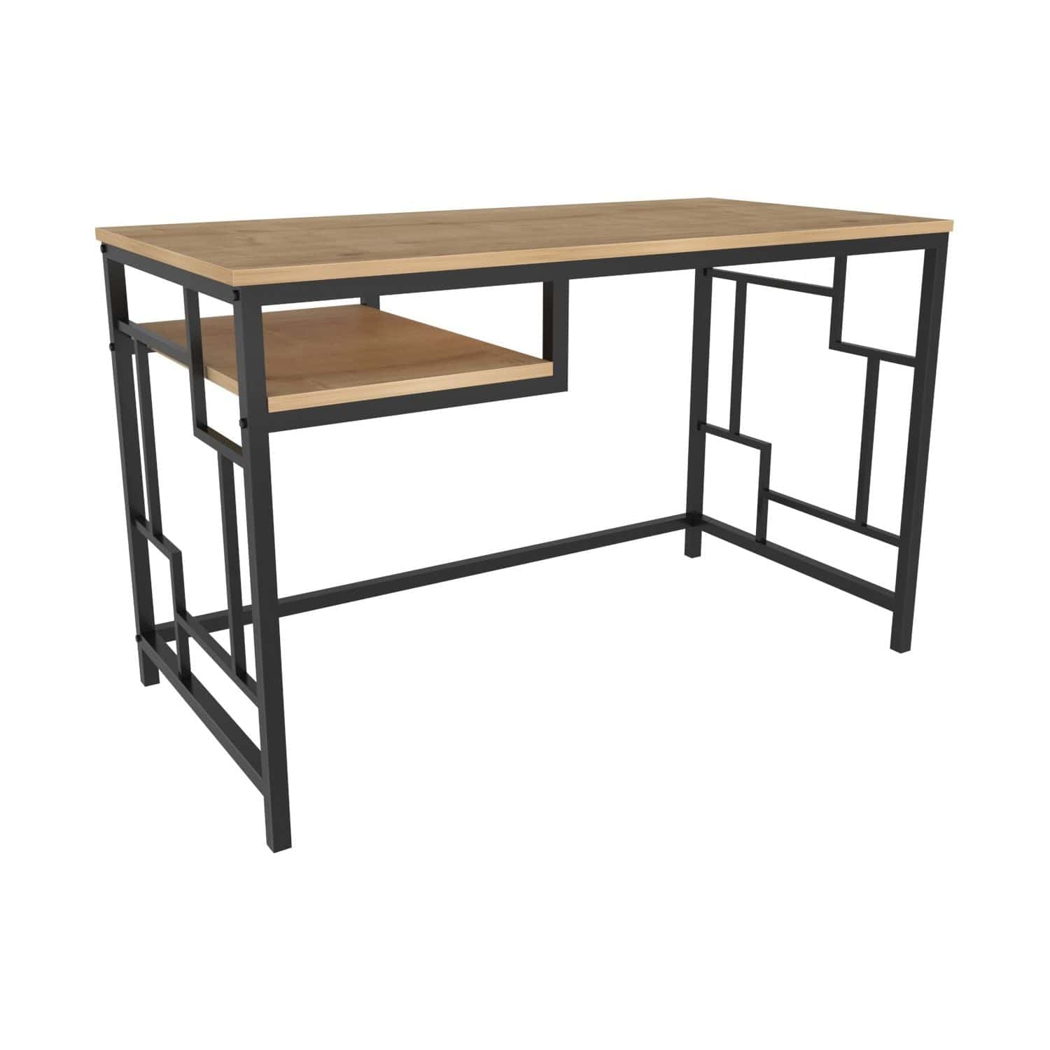 Birou KENNESAW, stejar sonoma/negru, PAL melaminat/metal, 120x60x75 cm