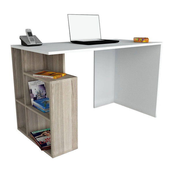 Birou LABRAN, alb/stejar, PAL melaminat, 120x60x74 cm