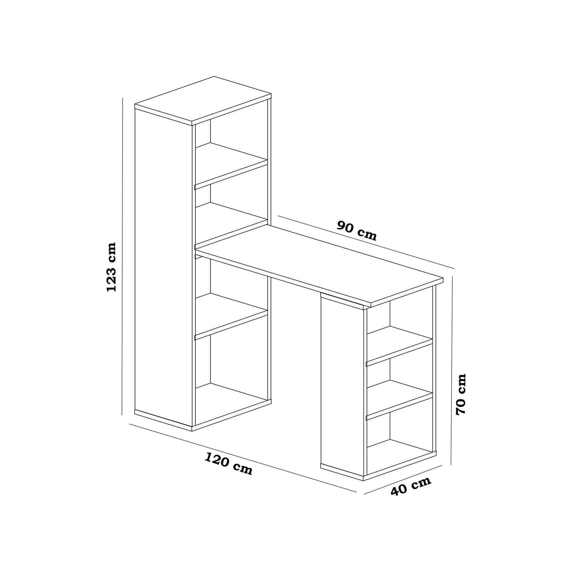 Birou LAST, alb, PAL melaminat, 120x40x123 cm