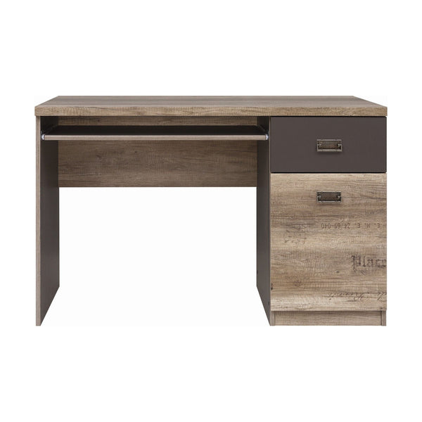 Birou MALCOLM, stejar inchis/gri, PAL, 120x65x76 cm