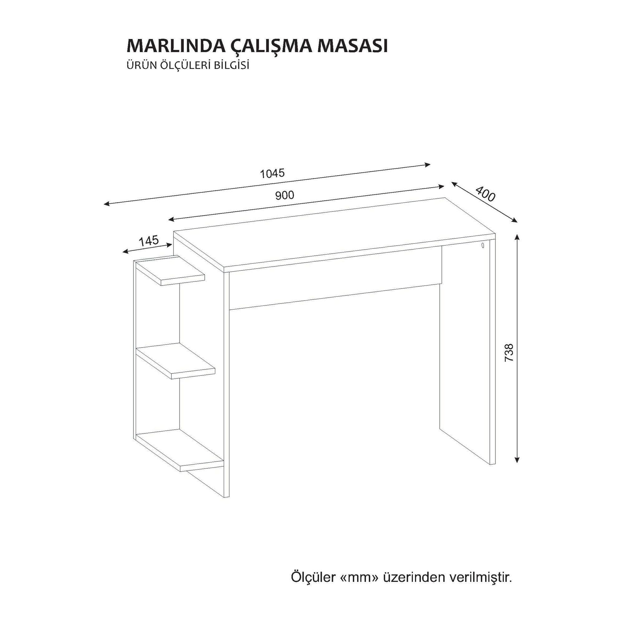 Birou MARLINDA, alb, PAL melaminat, 105x40x74 cm