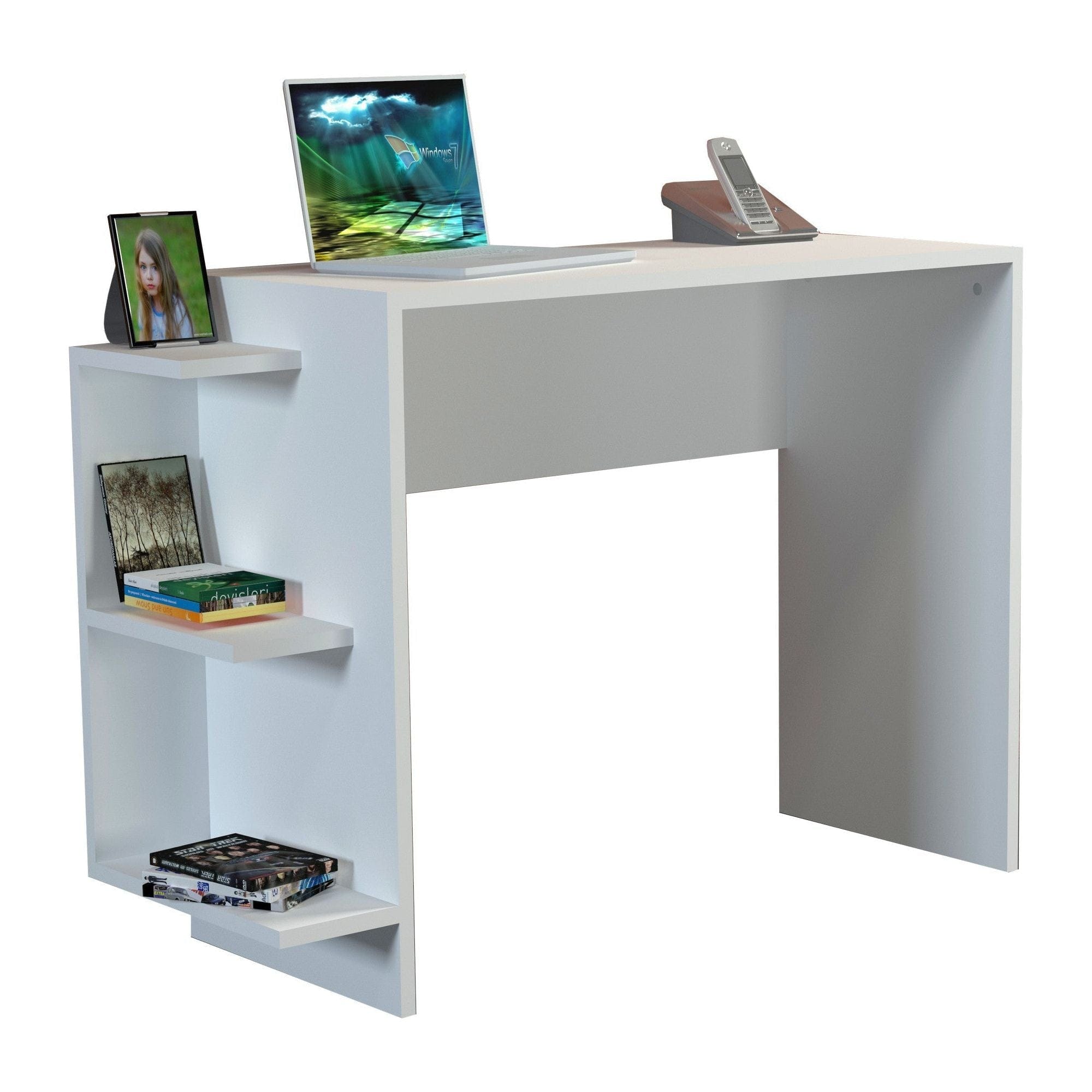 Birou MARLINDA, alb, PAL melaminat, 105x40x74 cm