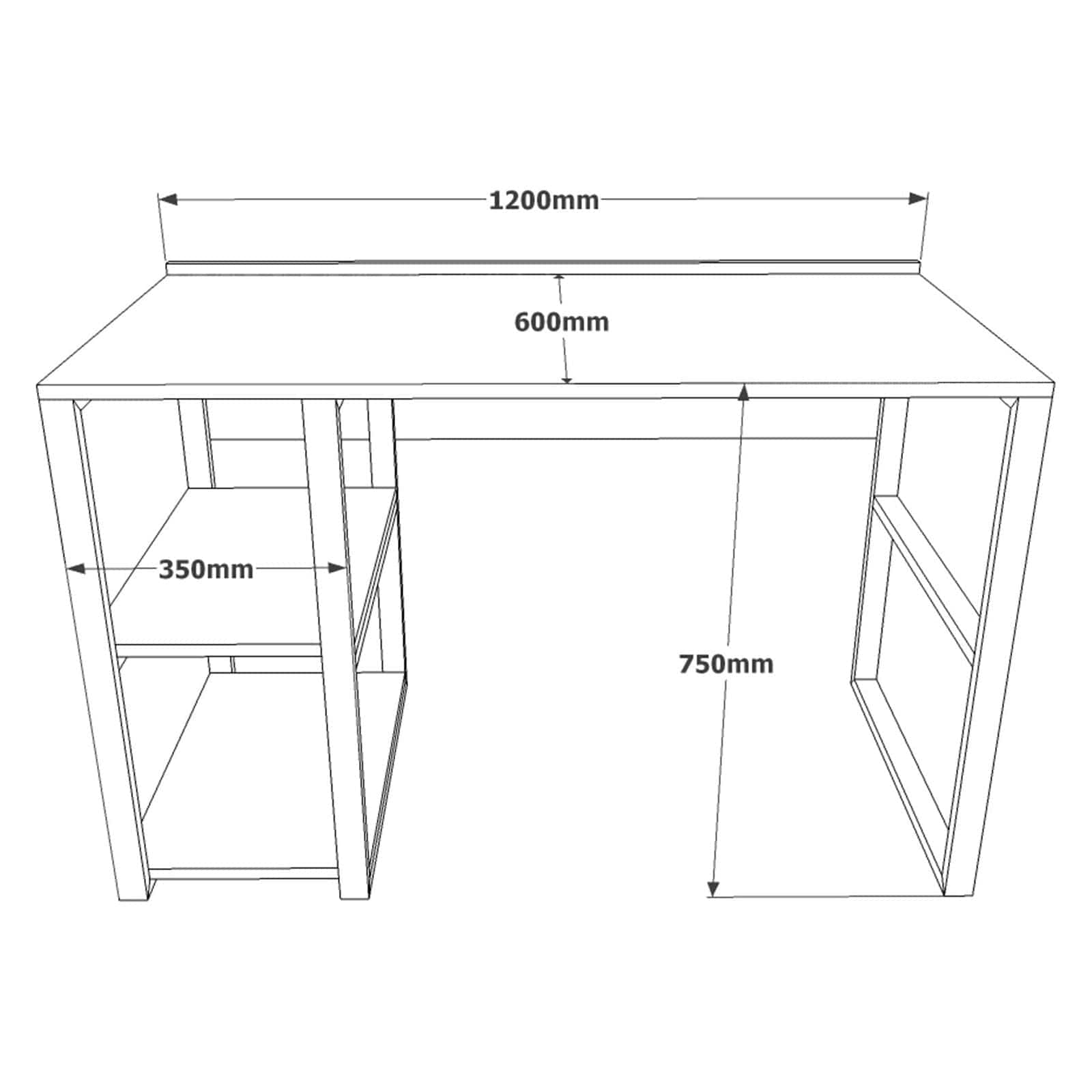 Birou ML8-A, stejar/negru, PAL melaminat/metal, 120x60x75 cm