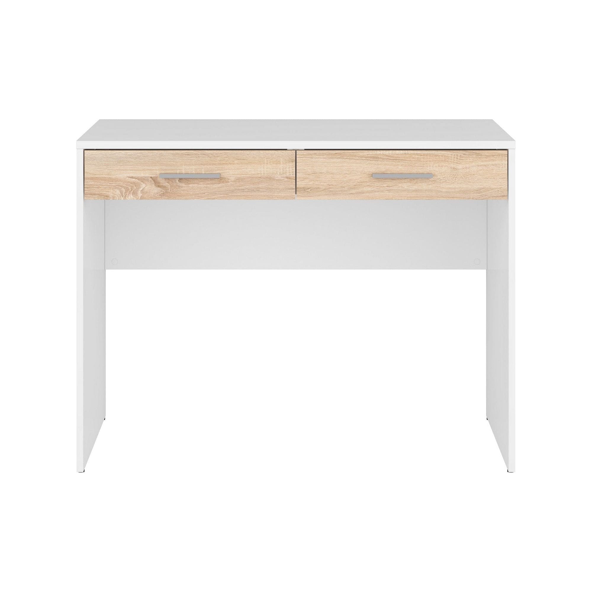 Birou Nepo Plus, alb/stejar, PAL laminat, 100x59x76 cm