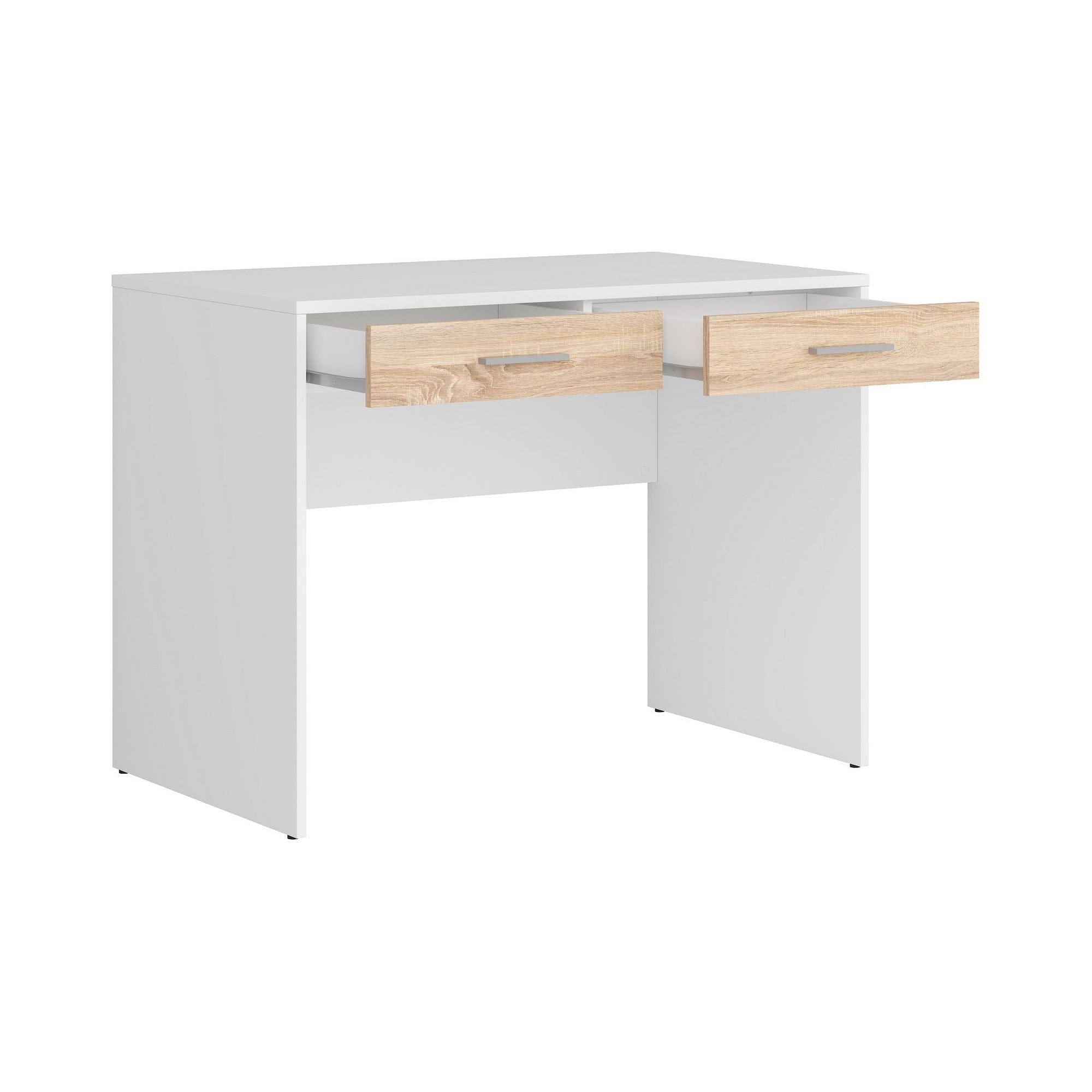 Birou Nepo Plus, alb/stejar, PAL laminat, 100x59x76 cm