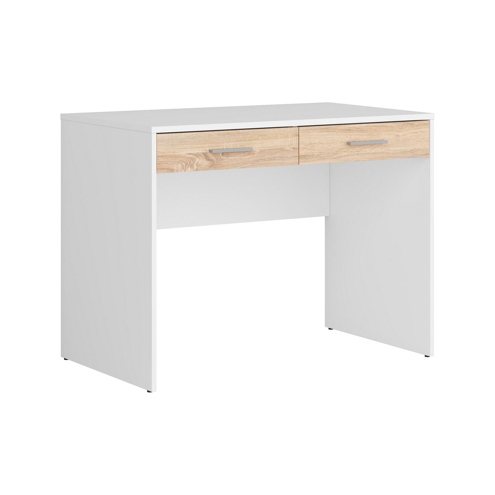 Birou Nepo Plus, alb/stejar, PAL laminat, 100x59x76 cm