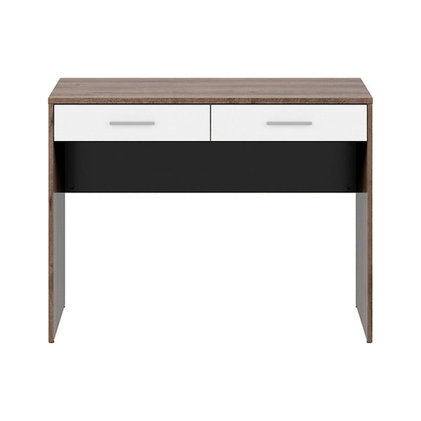 Birou NEPO PLUS, nuc inchis/alb, PAL laminat, cu 2 sertare, 100x59x76 cm