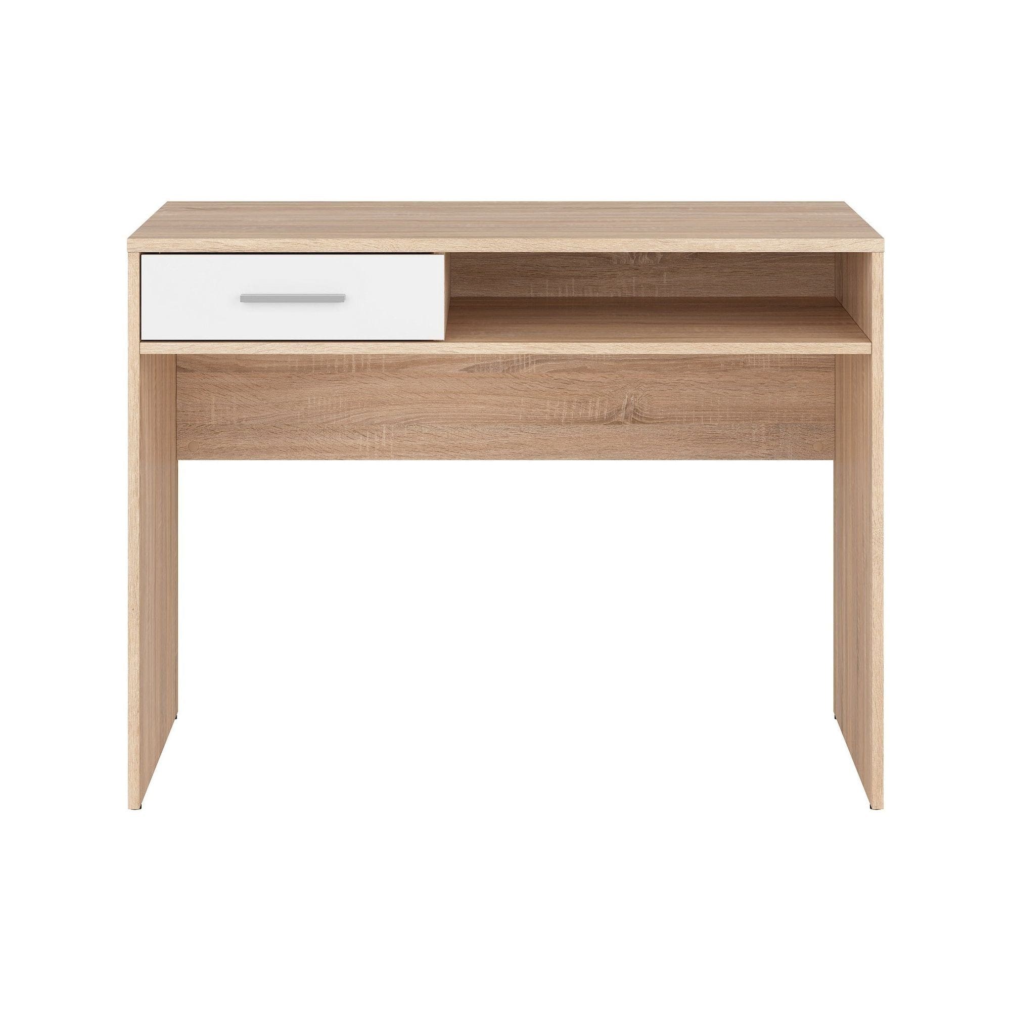 Birou NEPO PLUS, stejar sonoma/alb, PAL laminat, 100x59x76 cm