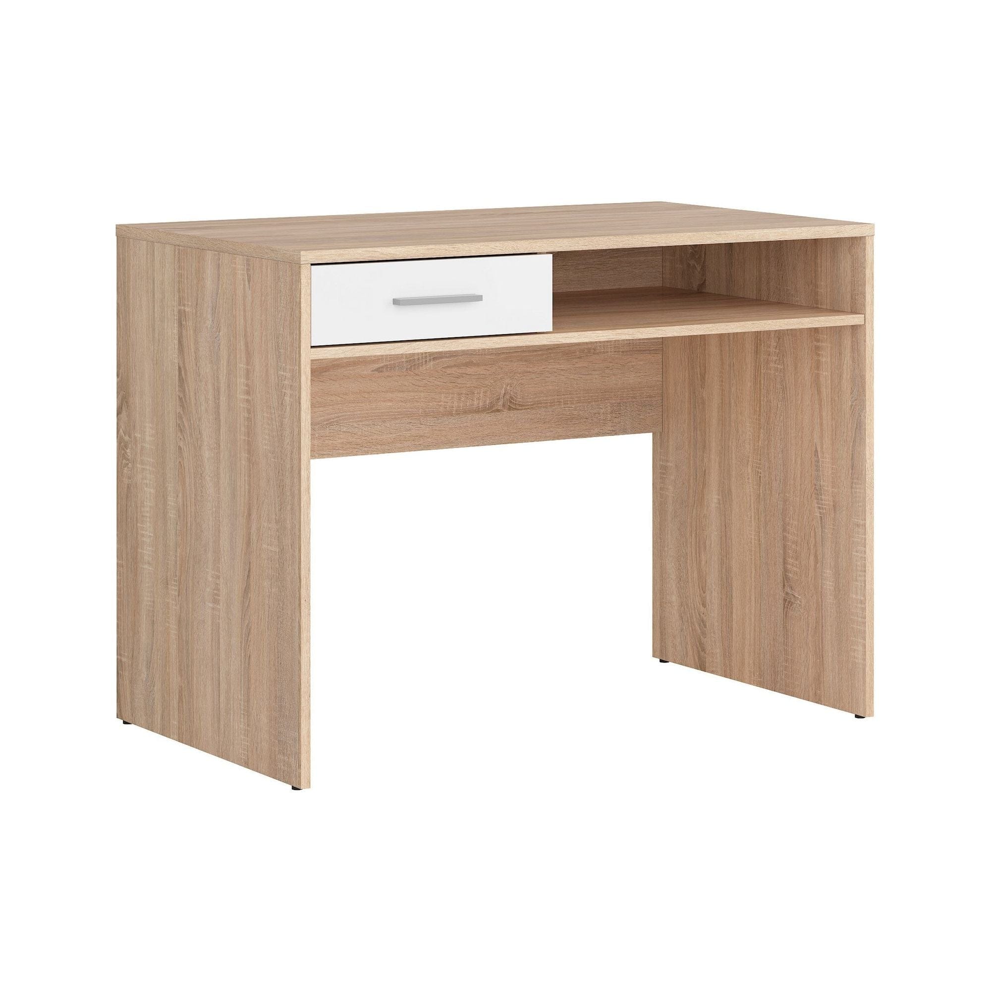 Birou NEPO PLUS, stejar sonoma/alb, PAL laminat, 100x59x76 cm