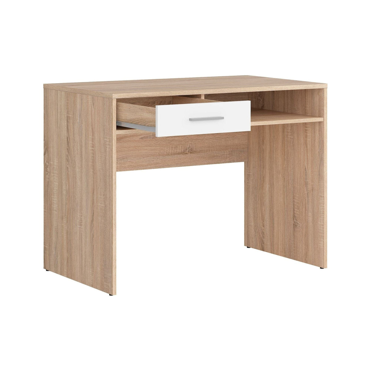 Birou NEPO PLUS, stejar sonoma/alb, PAL laminat, 100x59x76 cm