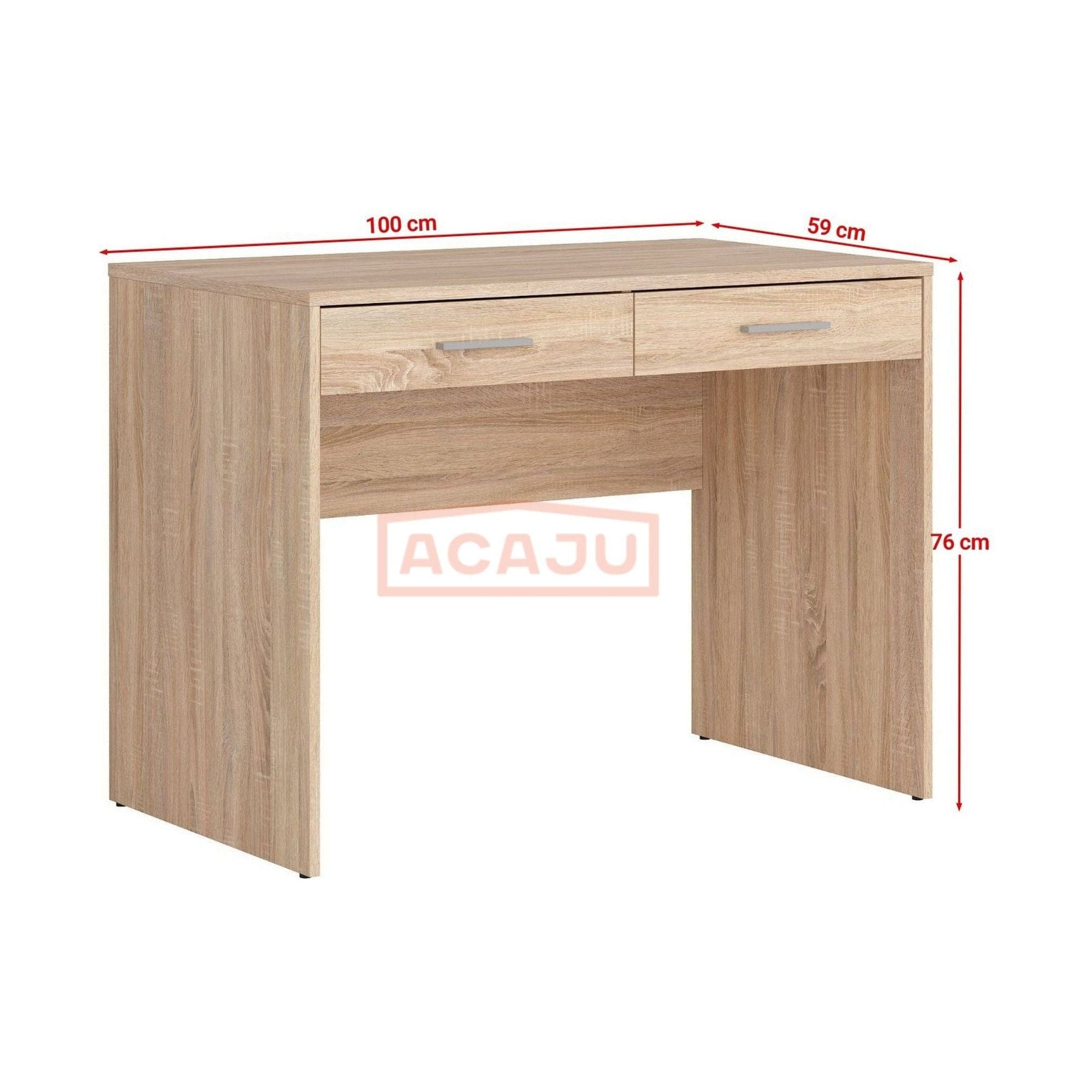 Birou NEPO PLUS, stejar sonoma, PAL laminat, cu 2 sertare, 100x59x76 cm