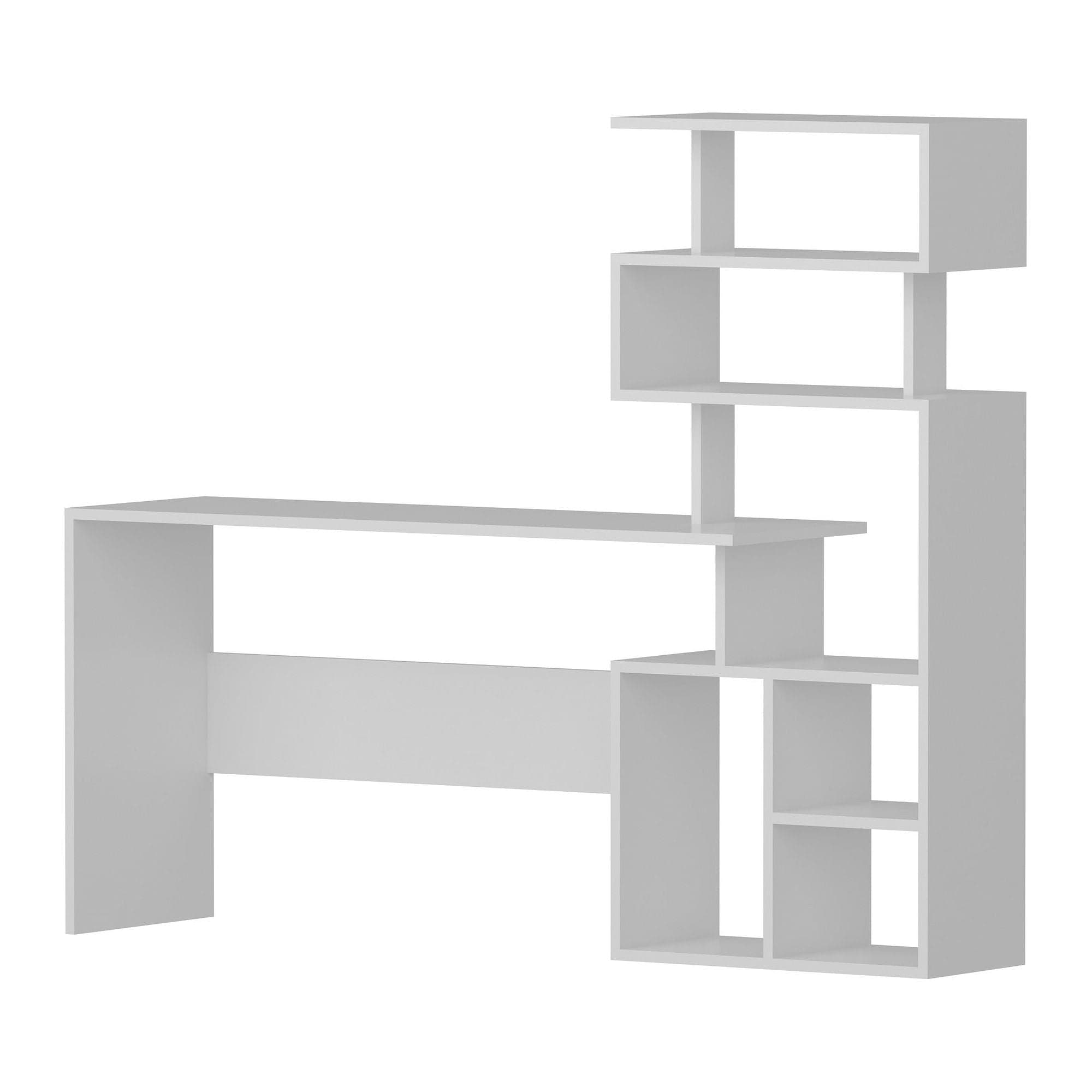 Birou NEXT, alb, PAL melaminat, 160x40x135 cm