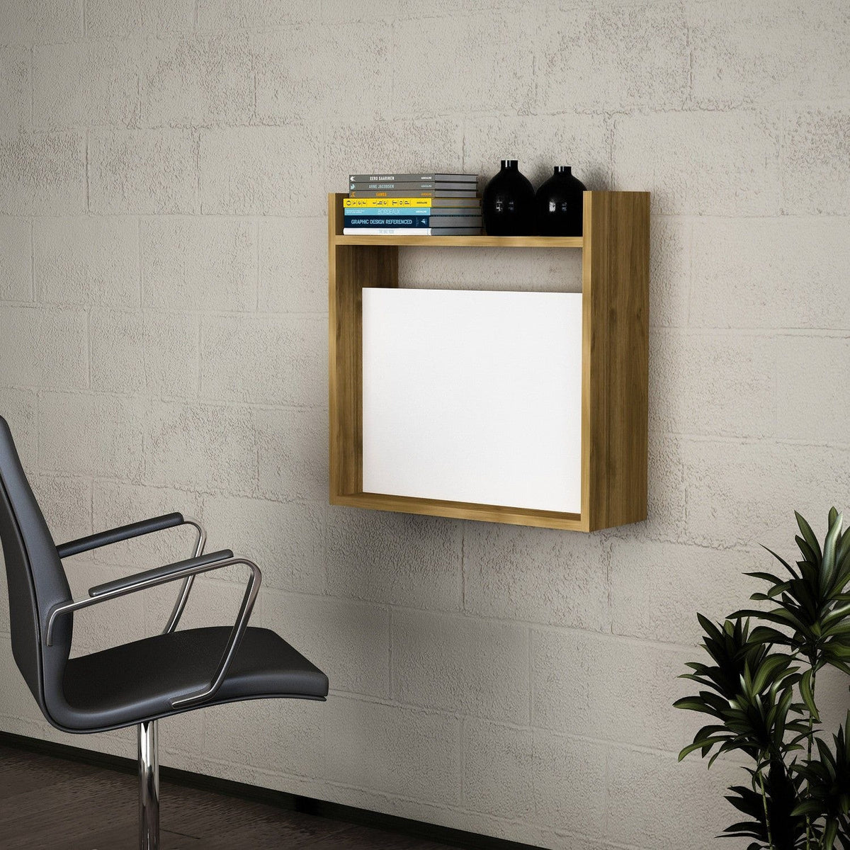 Birou pentru laptop 745DCD3809, alb/alun, PAL melaminat, 60x20x60 cm
