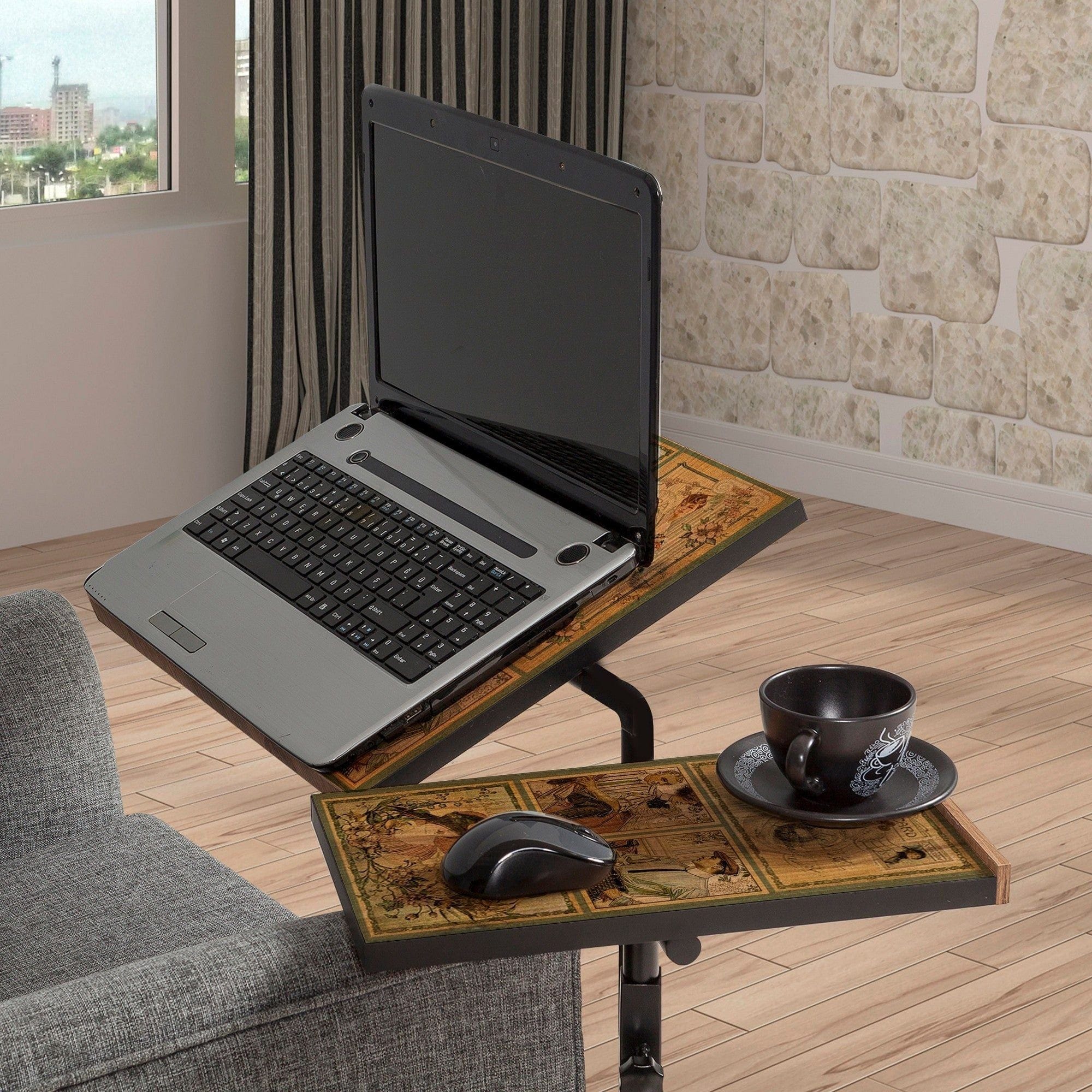 Birou pentru laptop GLEN 732, nuc/negru, PAL melaminat/metal, 67x46x87 cm