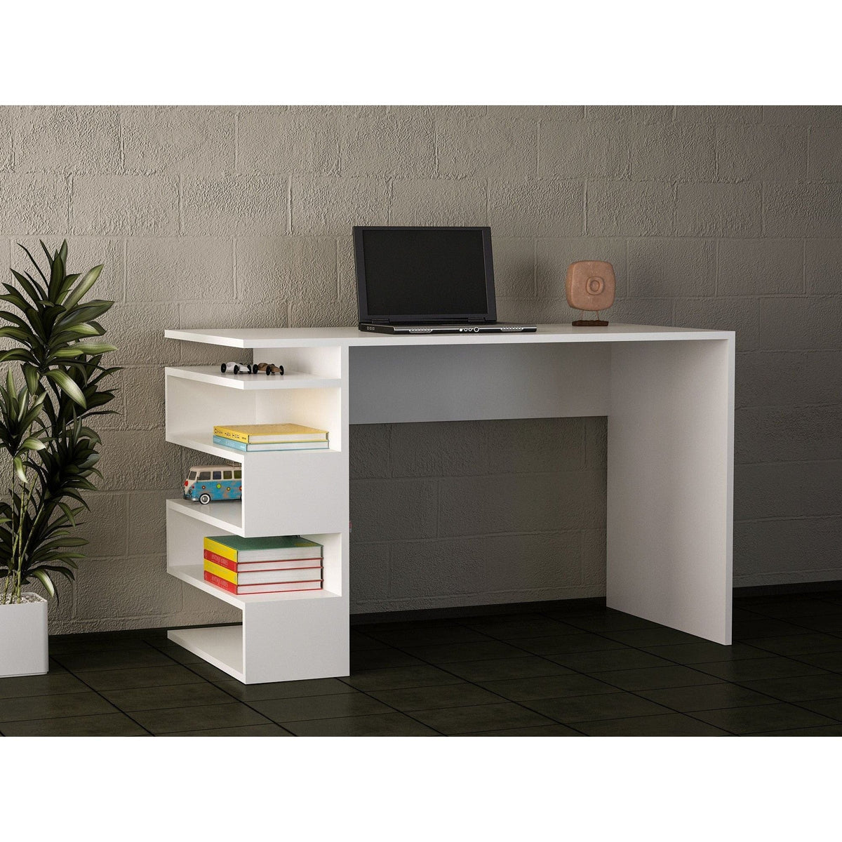 Birou SNAKE, alb, PAL melaminat, 120x60x75 cm