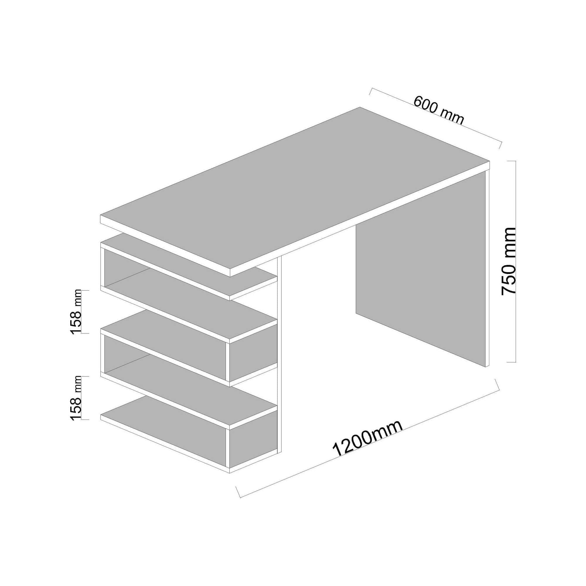 Birou SNAKE, alb, PAL melaminat, 120x60x75 cm