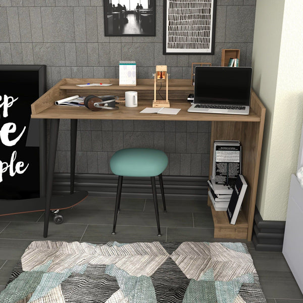 Birou VANESSA, nuc/negru, PAL melaminat, 122x59x88 cm