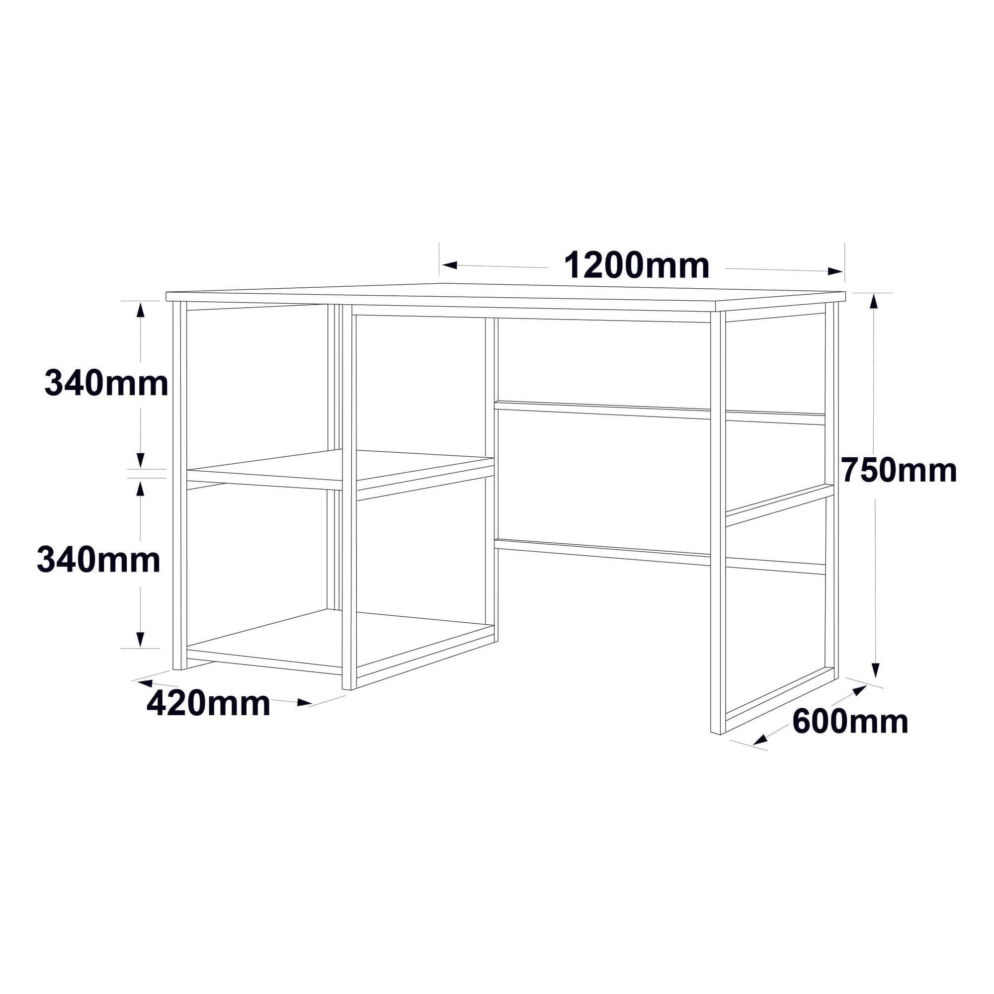 Birou VG23-GE, alb cu efect de marmura/auriu, PAL melaminat/metal, 120x60x75 cm