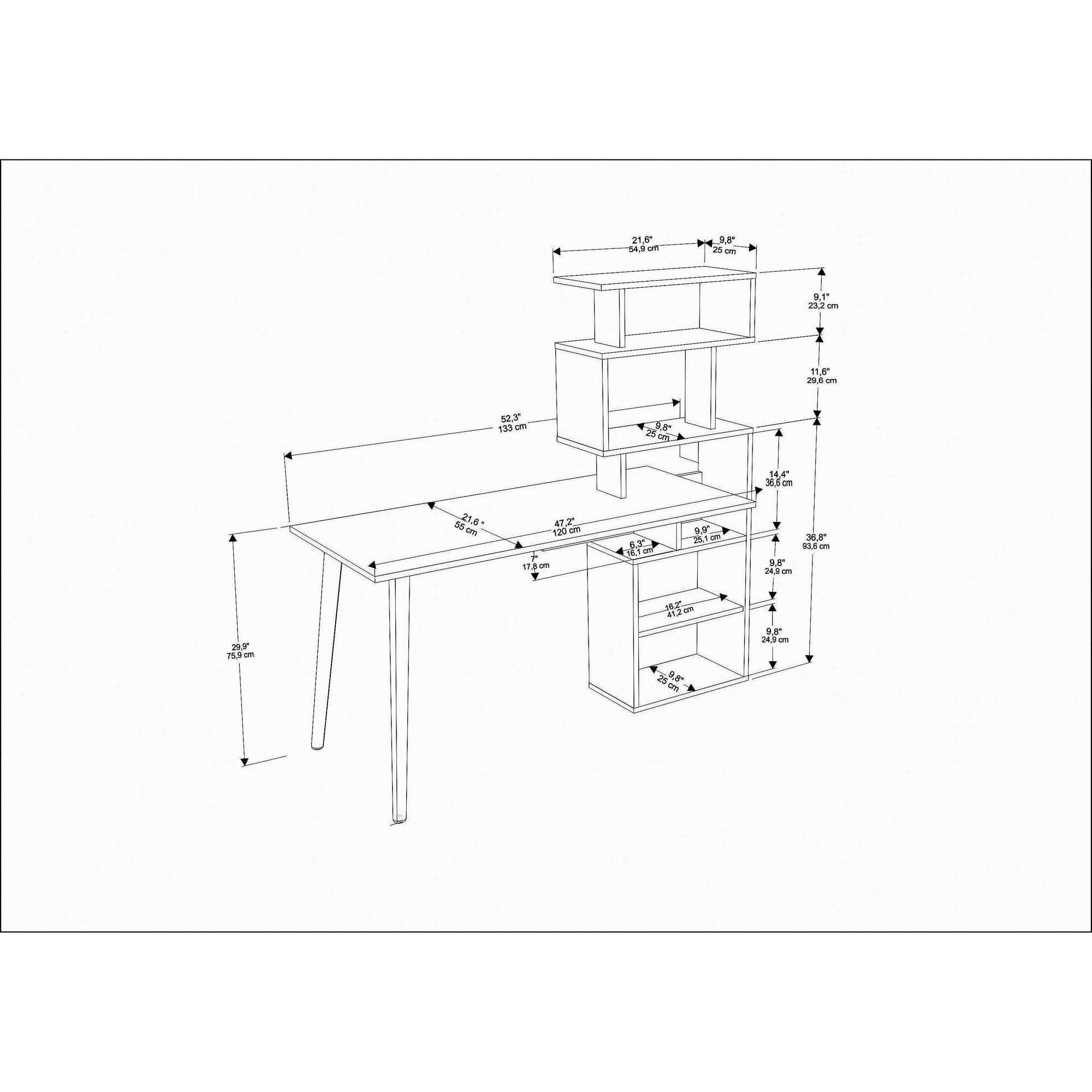 Birou VINA, stejar sonoma, PAL melaminat, 133x55x146 cm