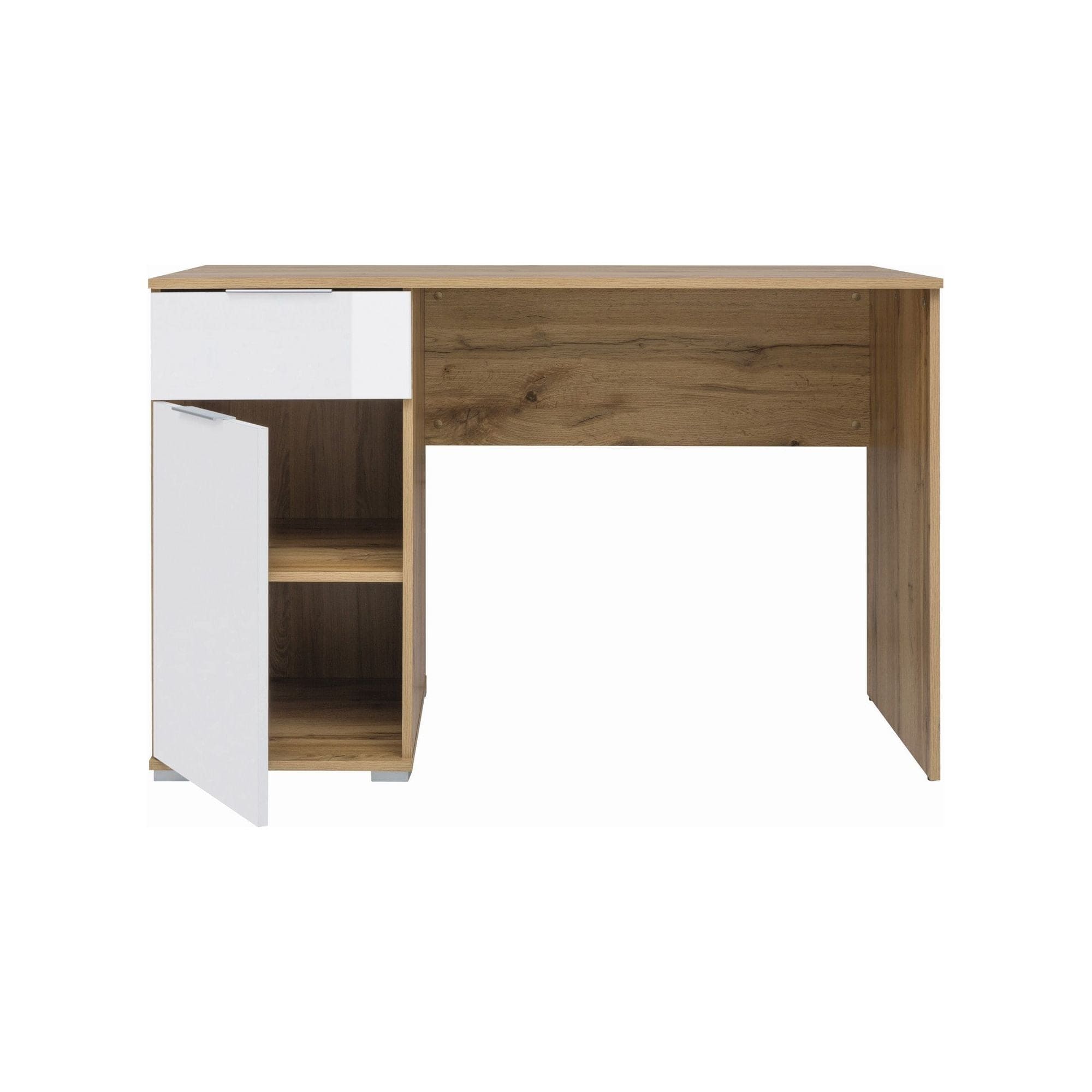 Birou ZELE, stejar wotan/alb, PAL laminat, 120x60x76 cm