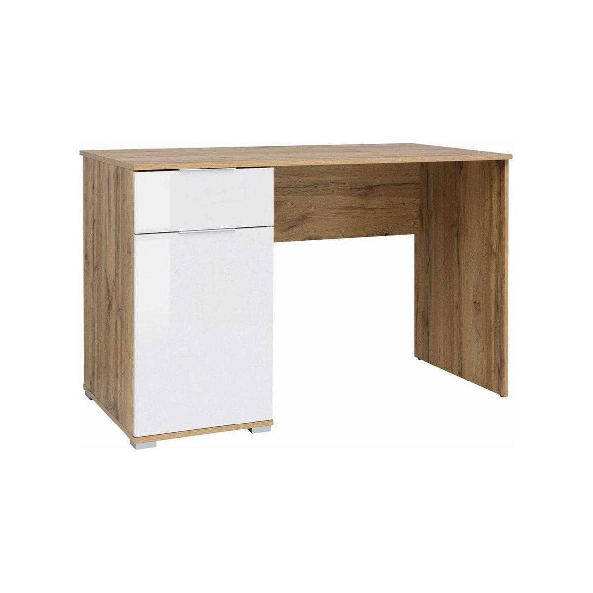 Birou ZELE, stejar wotan/alb, PAL laminat, 120x60x76 cm