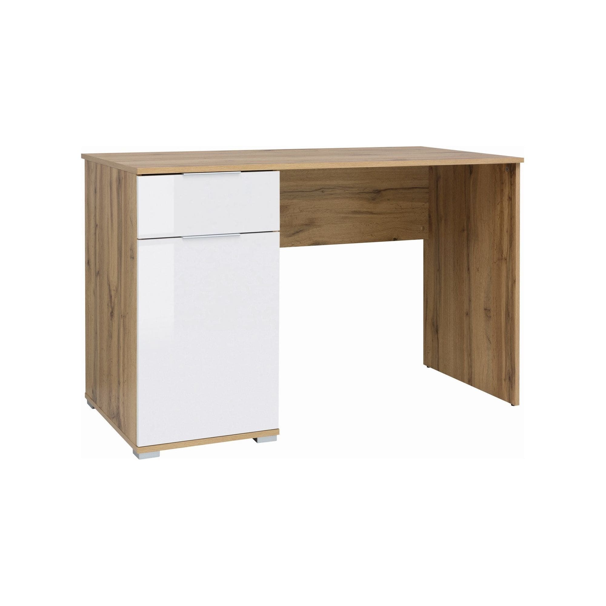 Birou ZELE, stejar wotan/alb, PAL laminat, 120x60x76 cm