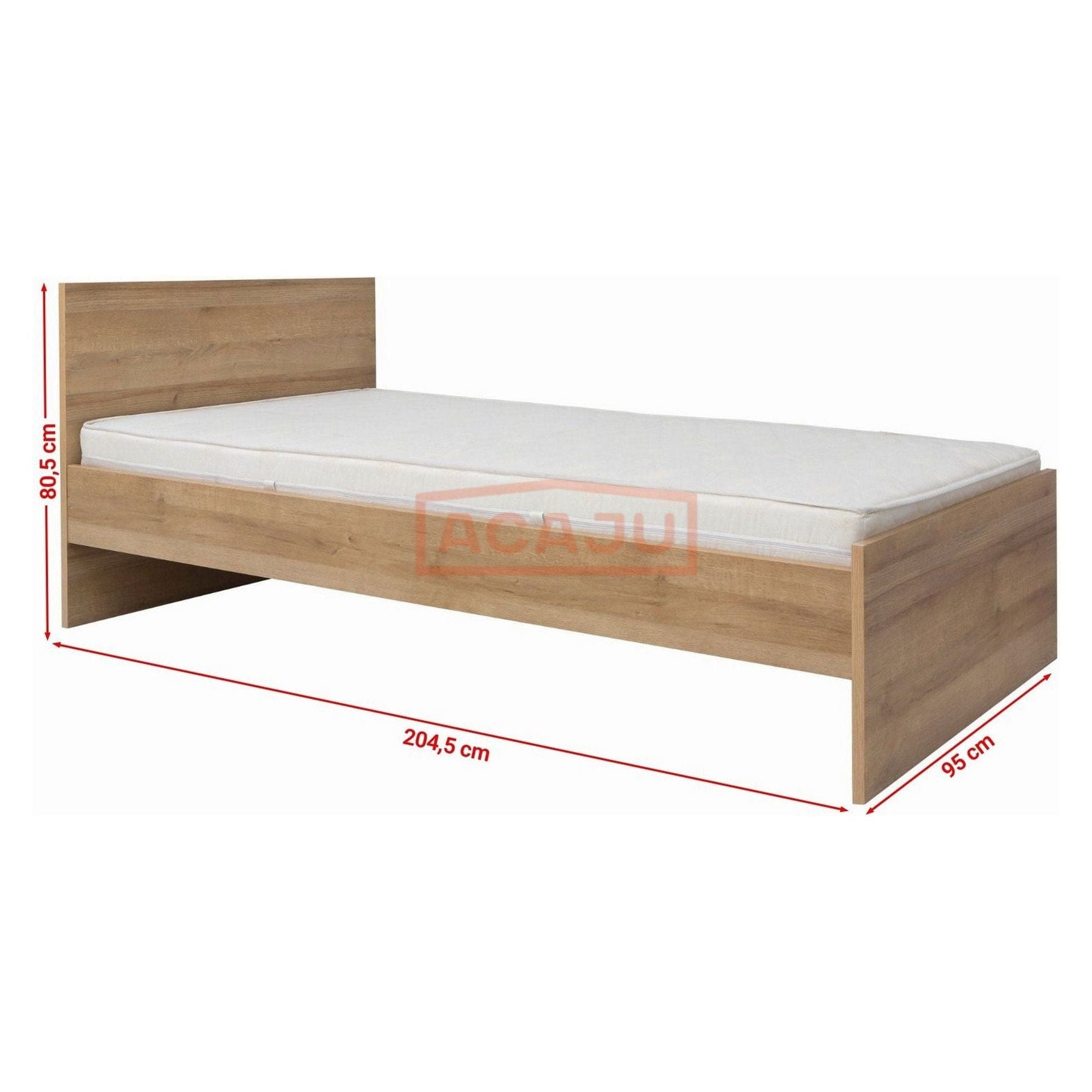 Cadru pat Balder 90x200, stejar riviera, PAL/metal, cu sertar