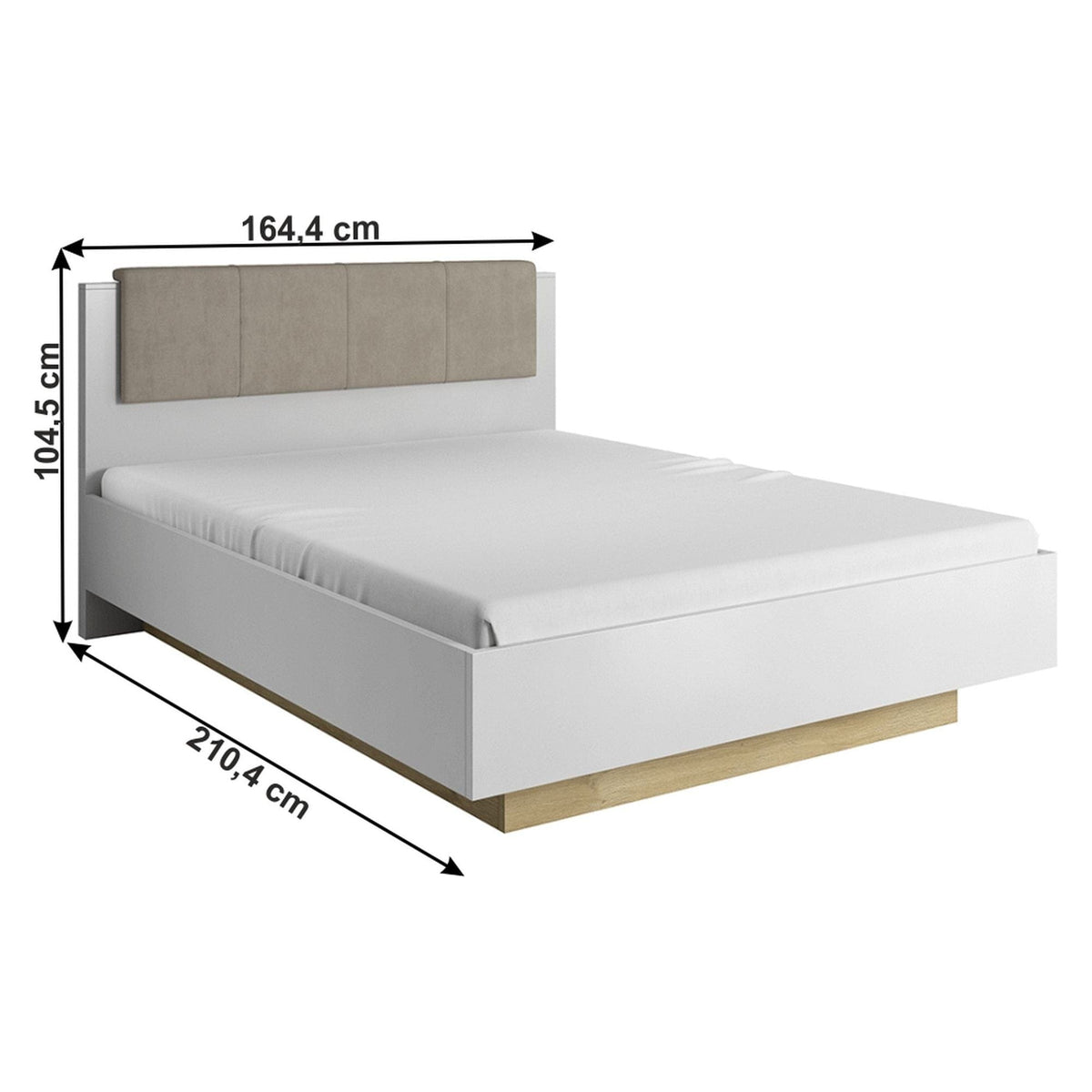 Cadru pat CITY 160x200, alb/stejar grandson, stofa/DTD/metal