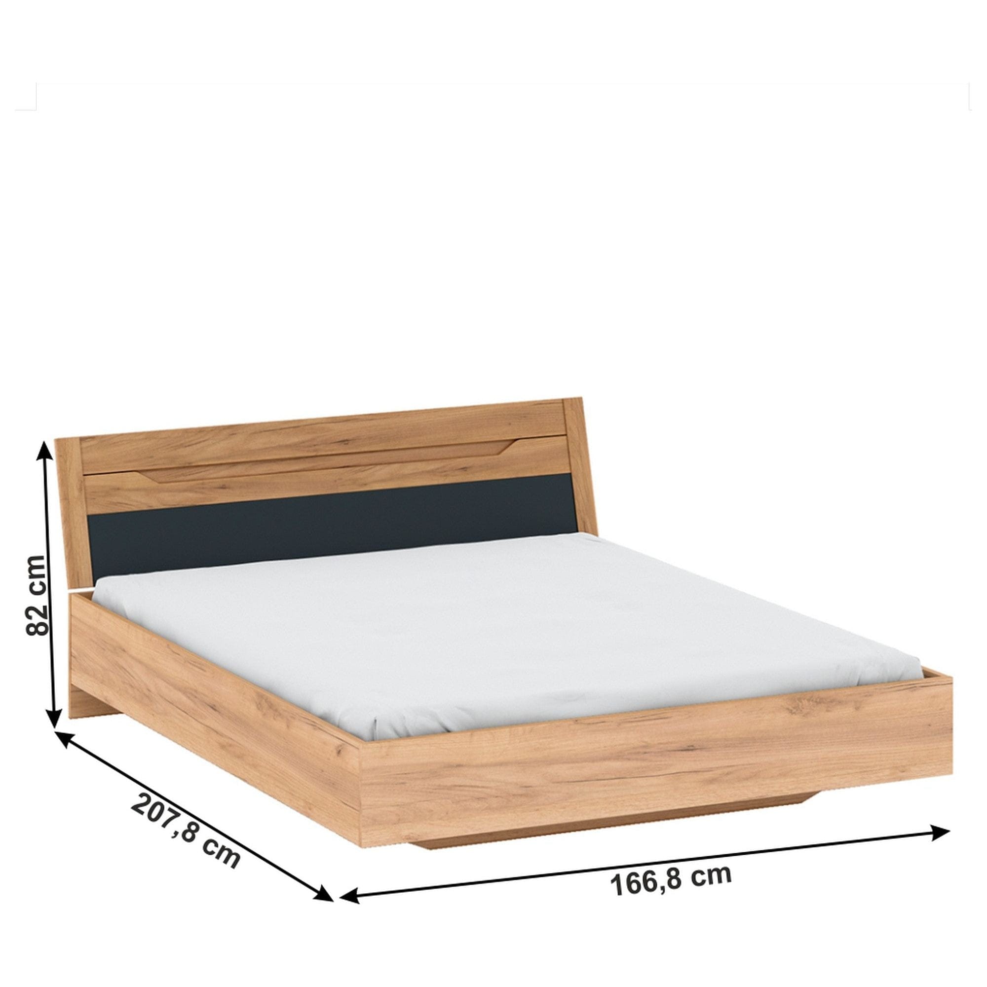 Cadru pat FIDEL 160x200, stejar artisan/gri grafit, PAL/metal