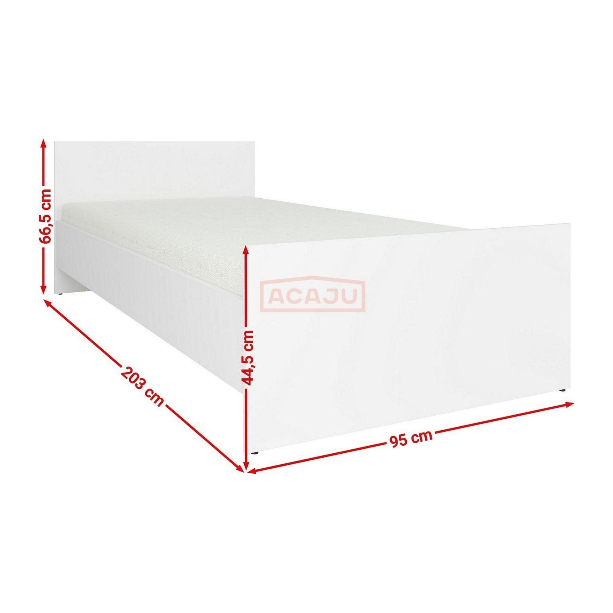 Cadru pat NEPO PLUS 90x200, alb, PAL laminat/metal