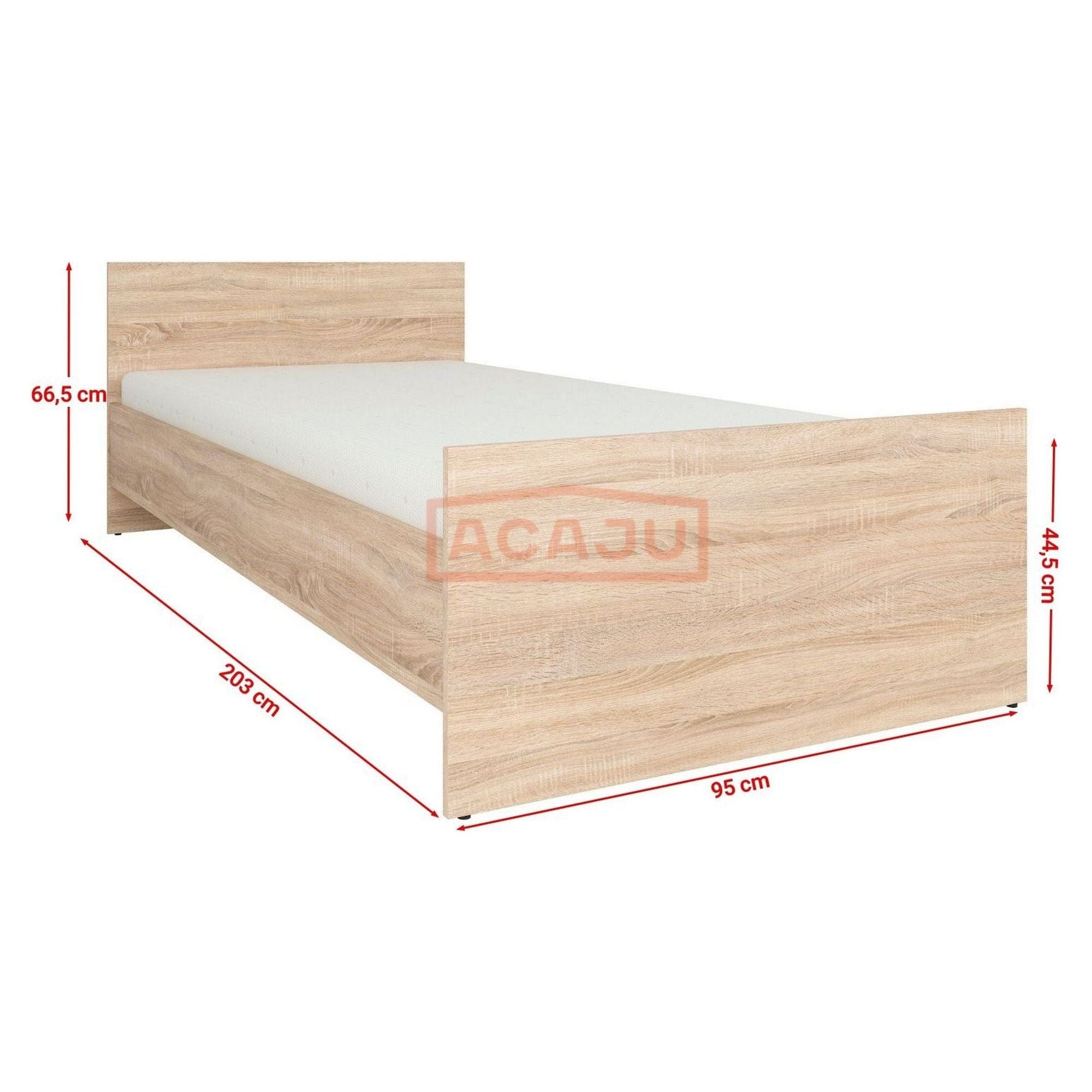 Cadru pat NEPO PLUS 90x200, stejar sonoma, PAL laminat