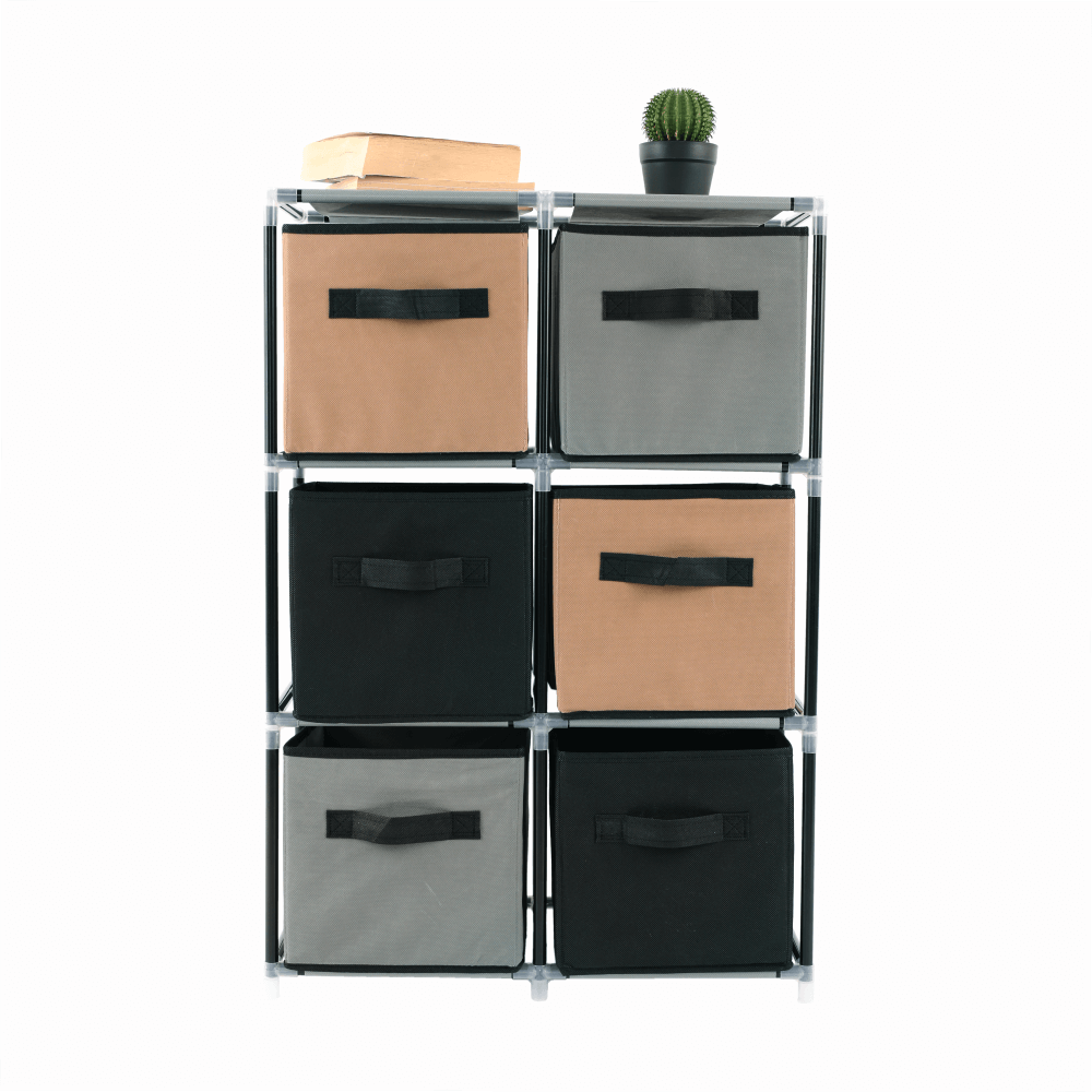 Comoda CAMILO TYP 2, negru/gri/maro, metal/material textil/plastic, 58x30x84 cm