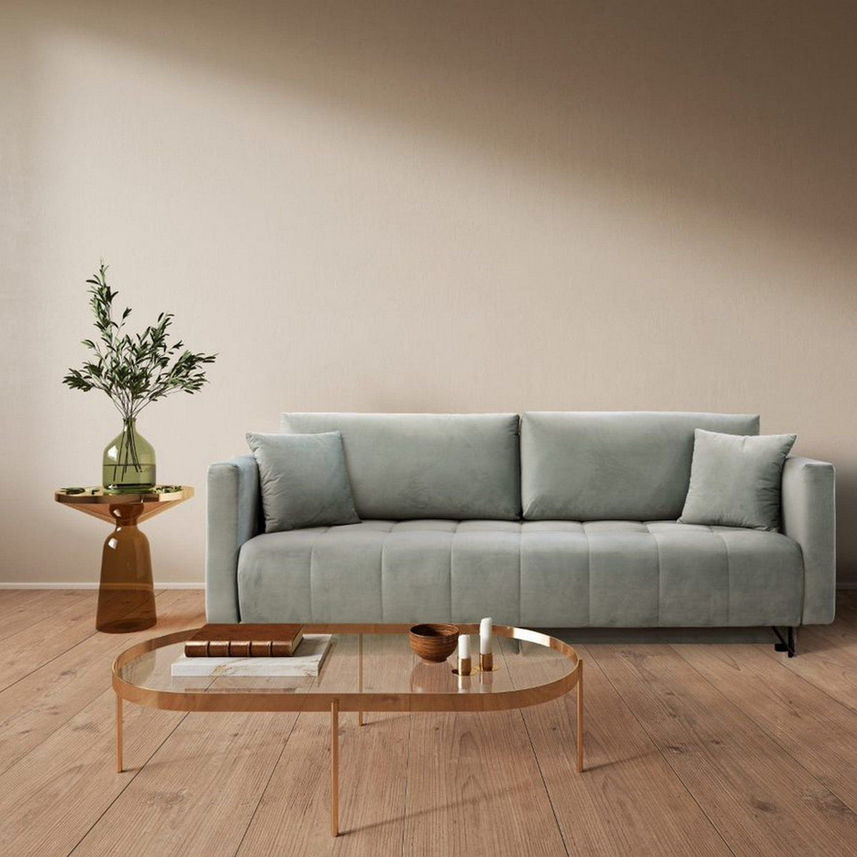 Canapea extensibila Aldo, personalizabil materiale gama Platinium, cu lada depozitare, 227x106x92 cm