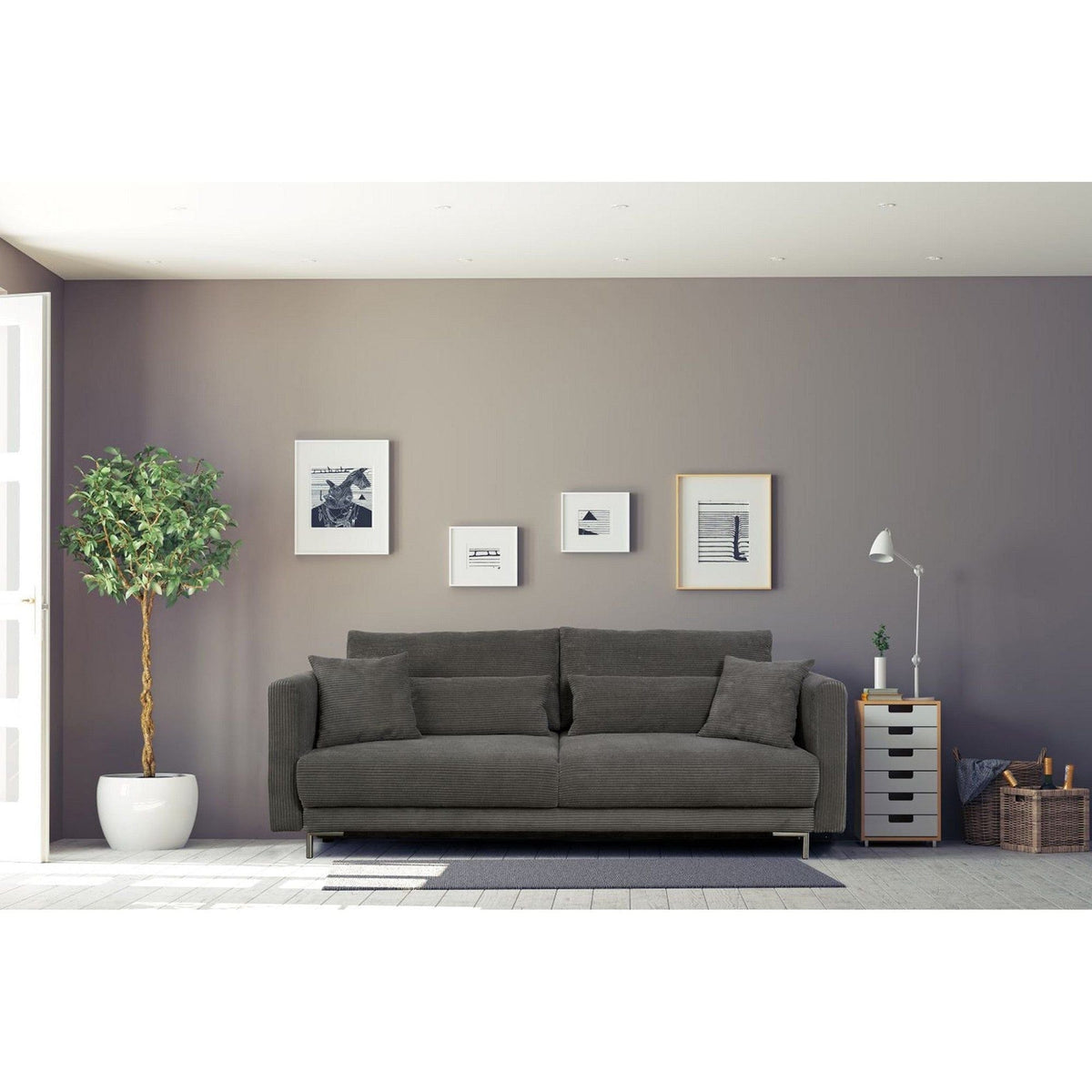Canapea extensibila RICO, personalizabil materiale gama Platinium, cu lada depozitare, 224x114x91 cm