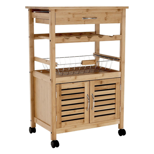 Carucior servire NAVID, stejar, bambus, 56x36x85 cm