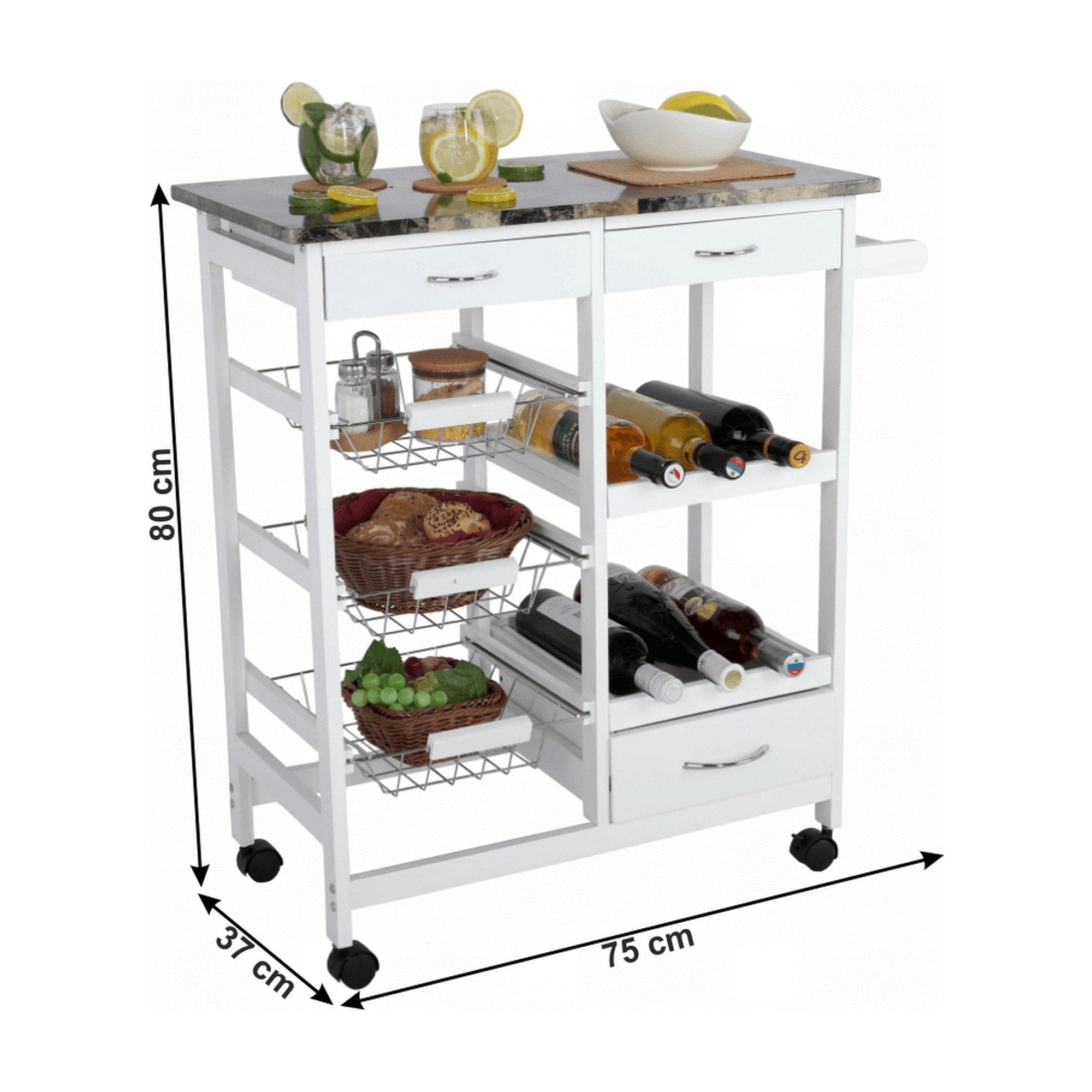 Carucior servire SEMIR, alb/maro, 75x37x80 cm