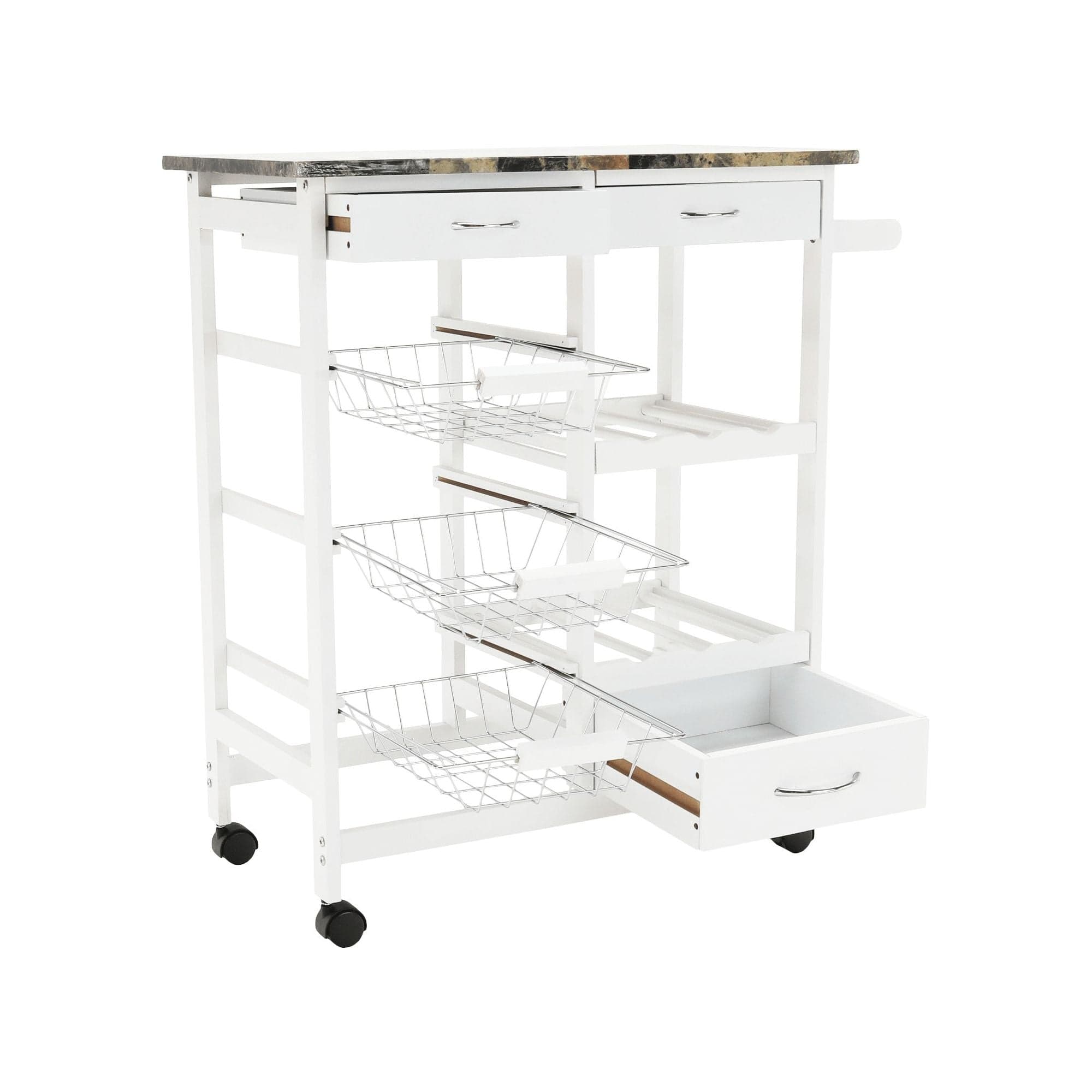Carucior servire SEMIR, alb/maro, 75x37x80 cm