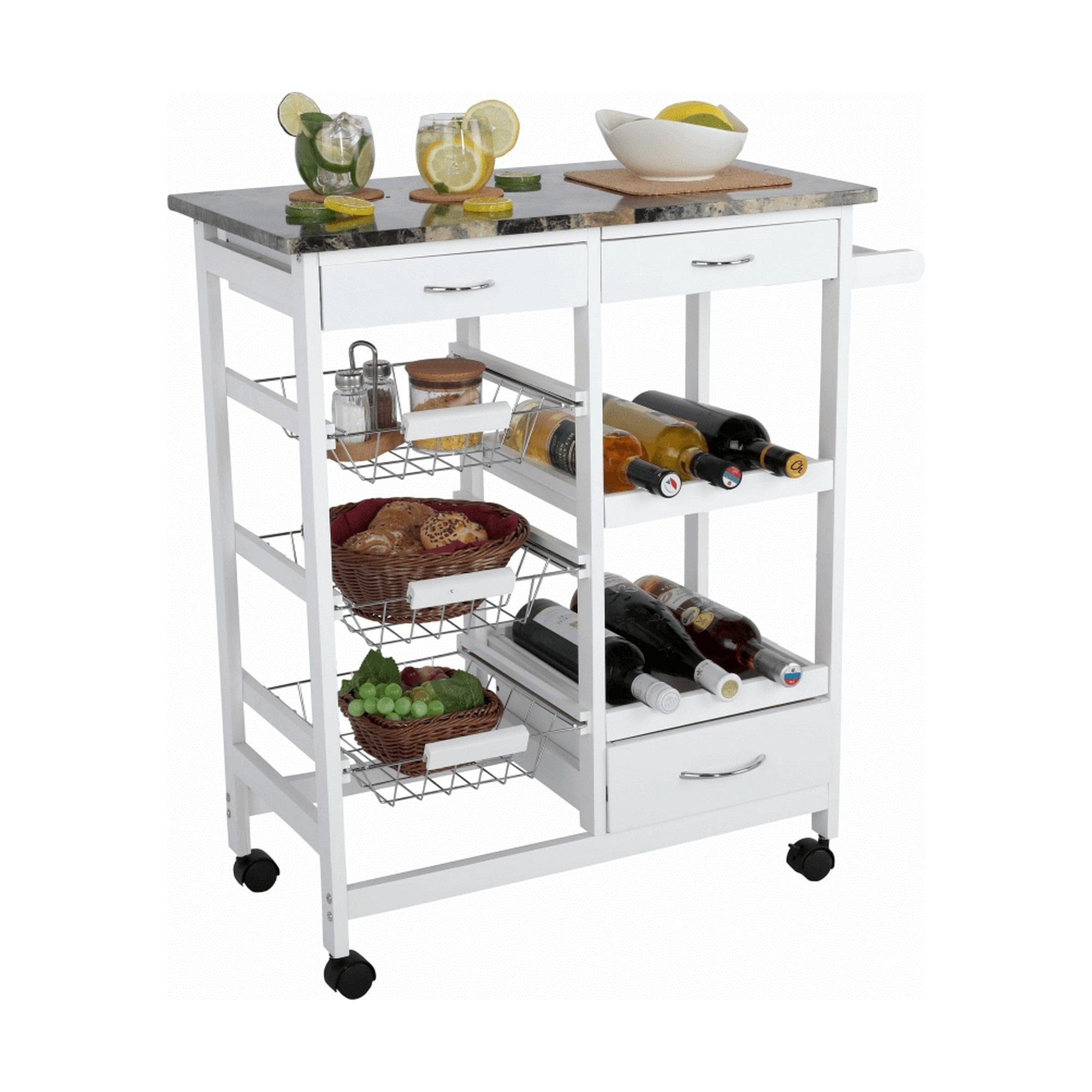 Carucior servire SEMIR, alb/maro, 75x37x80 cm